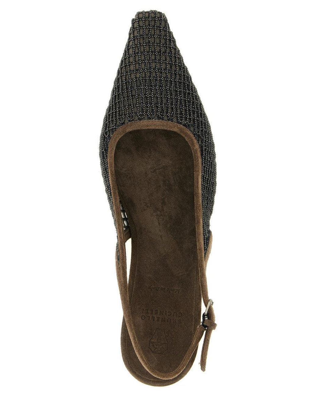 Brunello Cucinelli White Slingback Ballet Flats