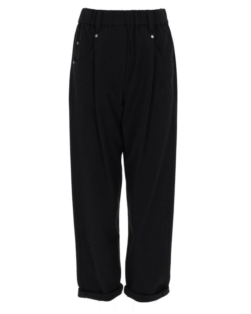 Brunello Cucinelli Black Carrot Pleated Pant