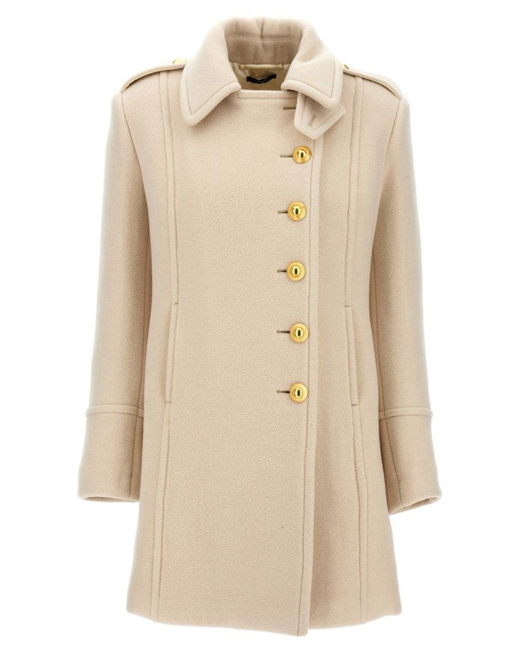 Tom Ford Natural Single-Breasted Wool Coat