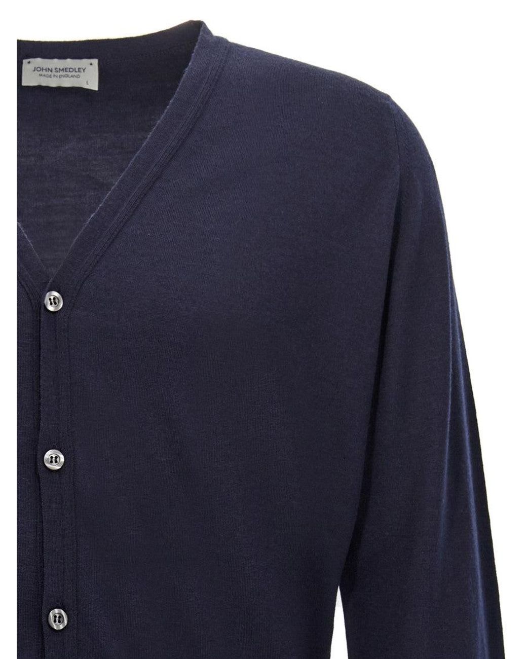 John Smedley Blue Petworth Cardigan for men
