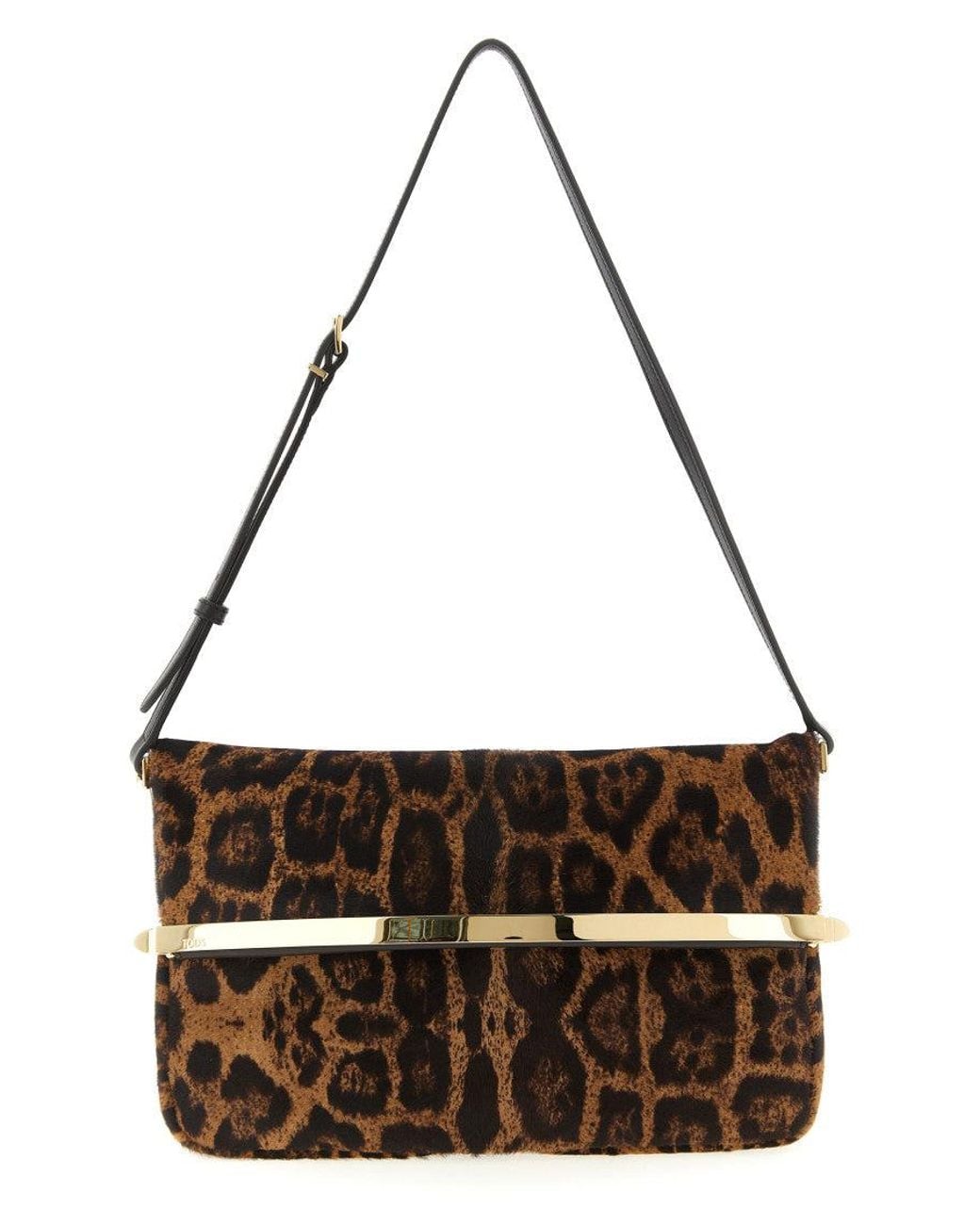 Tod's Metallic Leopard Print Calf Hair Shoulder Bag