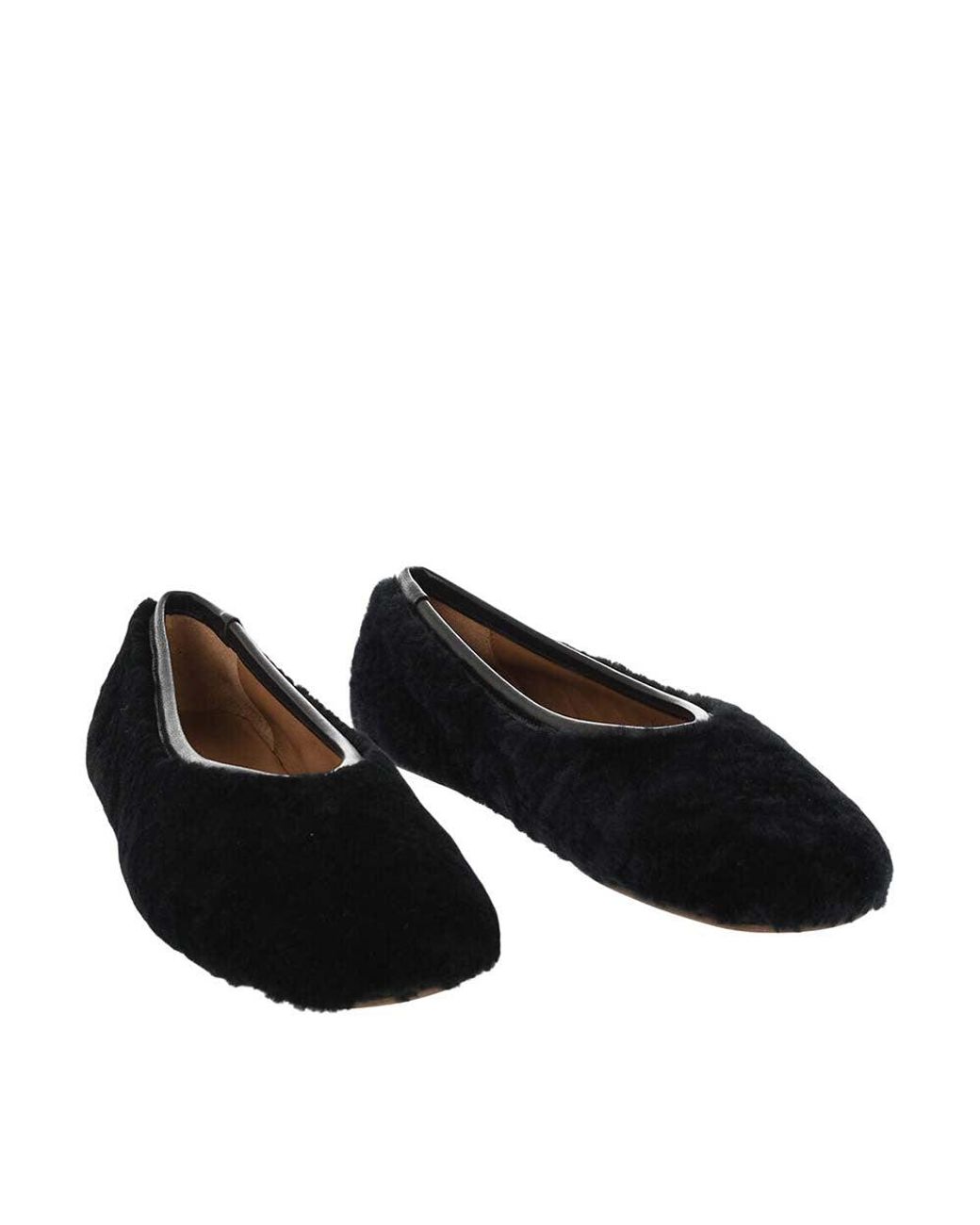 Forte_forte Black Shearling Ballet Flats