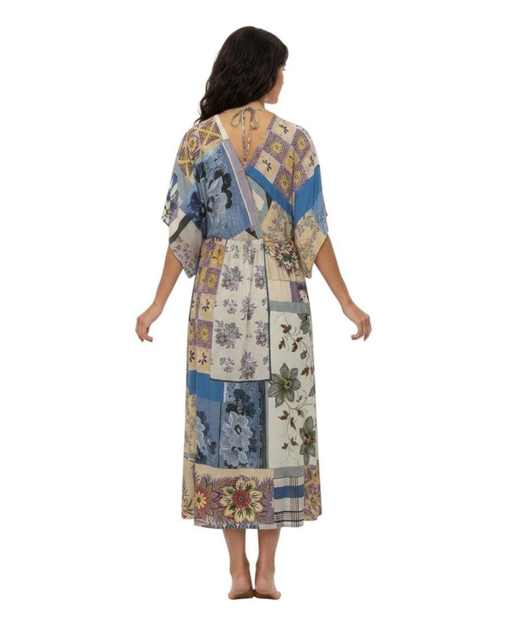 Weekend by Maxmara Multicolor Printed V Neck Maxi Dress