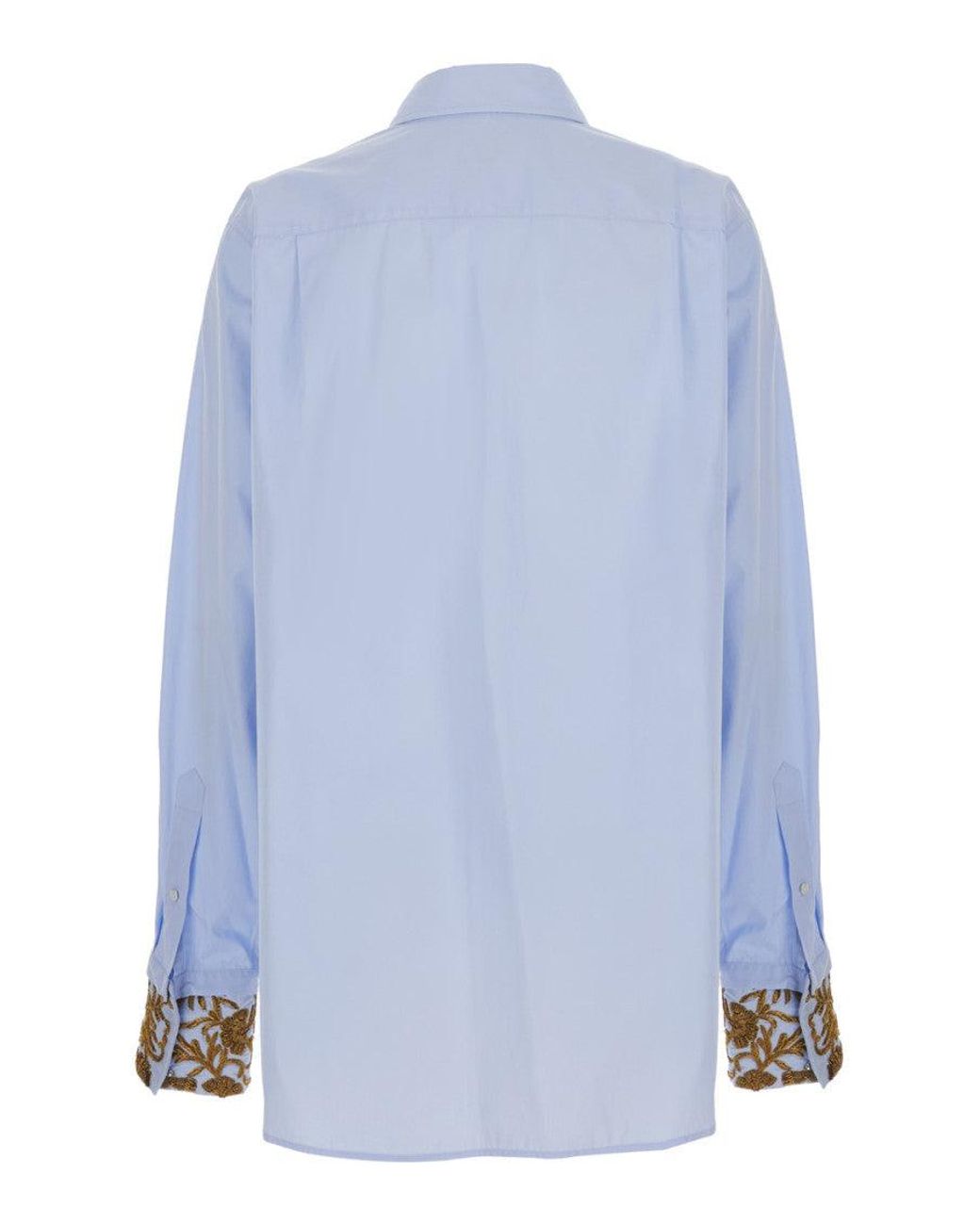 Dries Van Noten Blue Regular Embroidered Shirt
