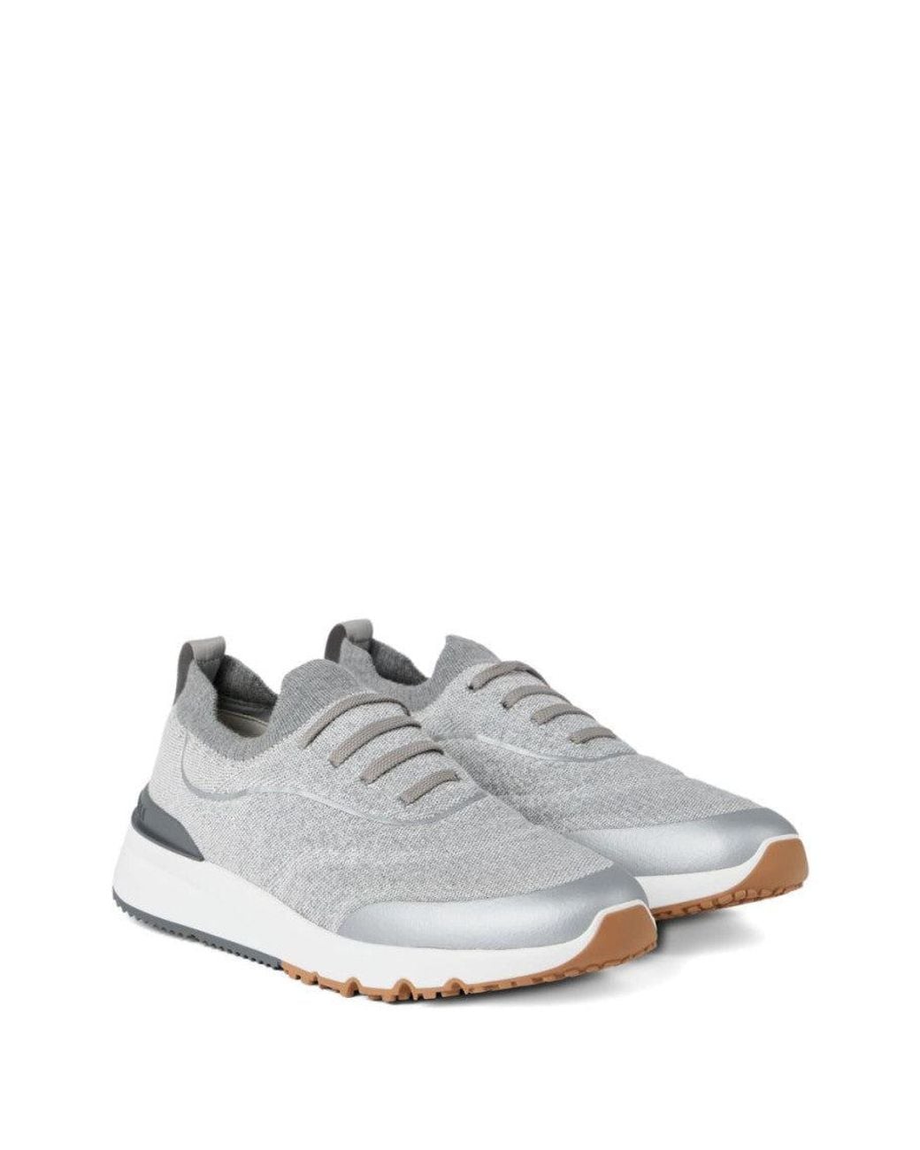 Brunello Cucinelli White Lace Up Sneakers for men