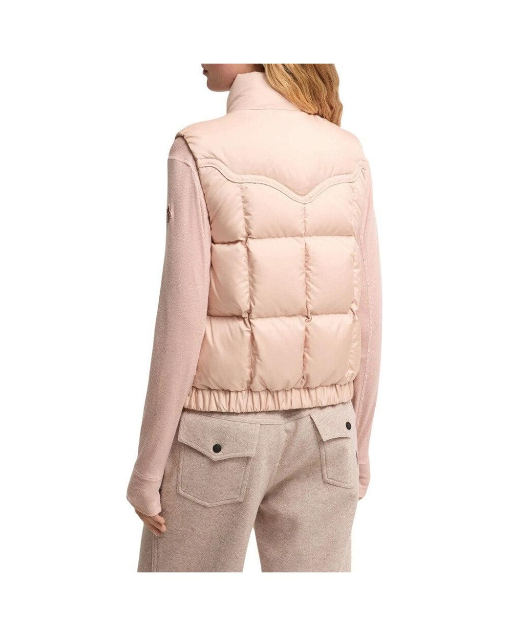 Moncler Pink Light Quilted Mock Collar Jacket