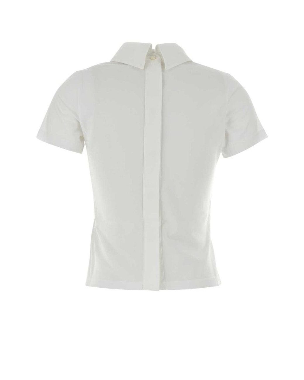 Givenchy White Solid Mock Collar T-Shirt