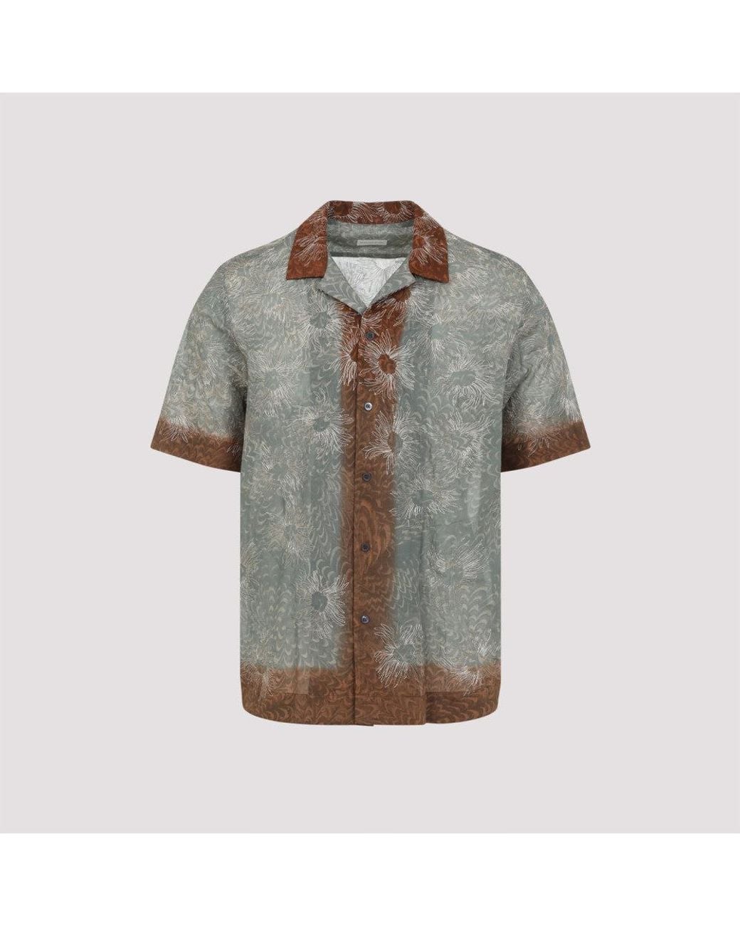 Dries Van Noten Gray Embroidery Shirt for men