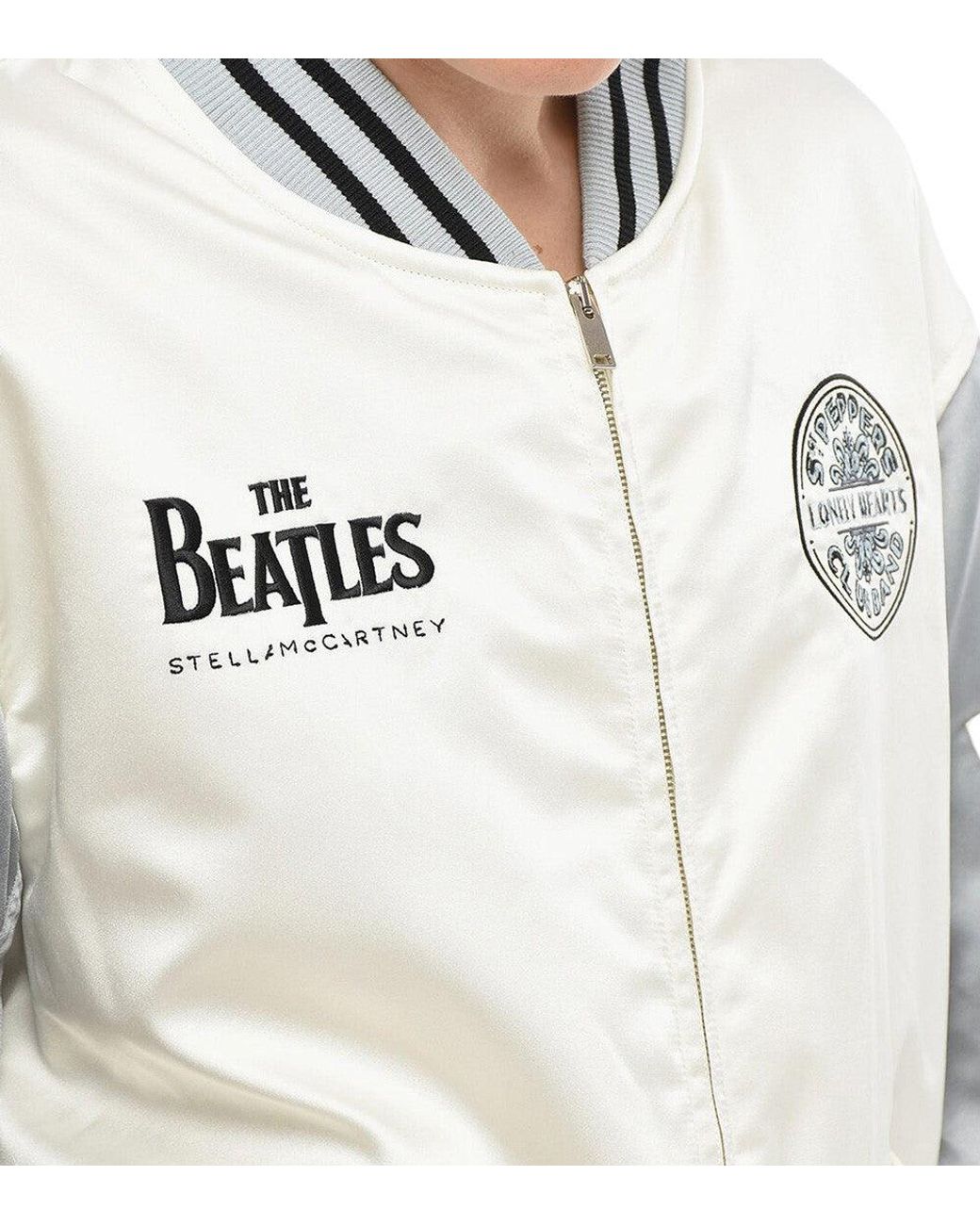 Stella McCartney White Graphic Band Collar Jacket