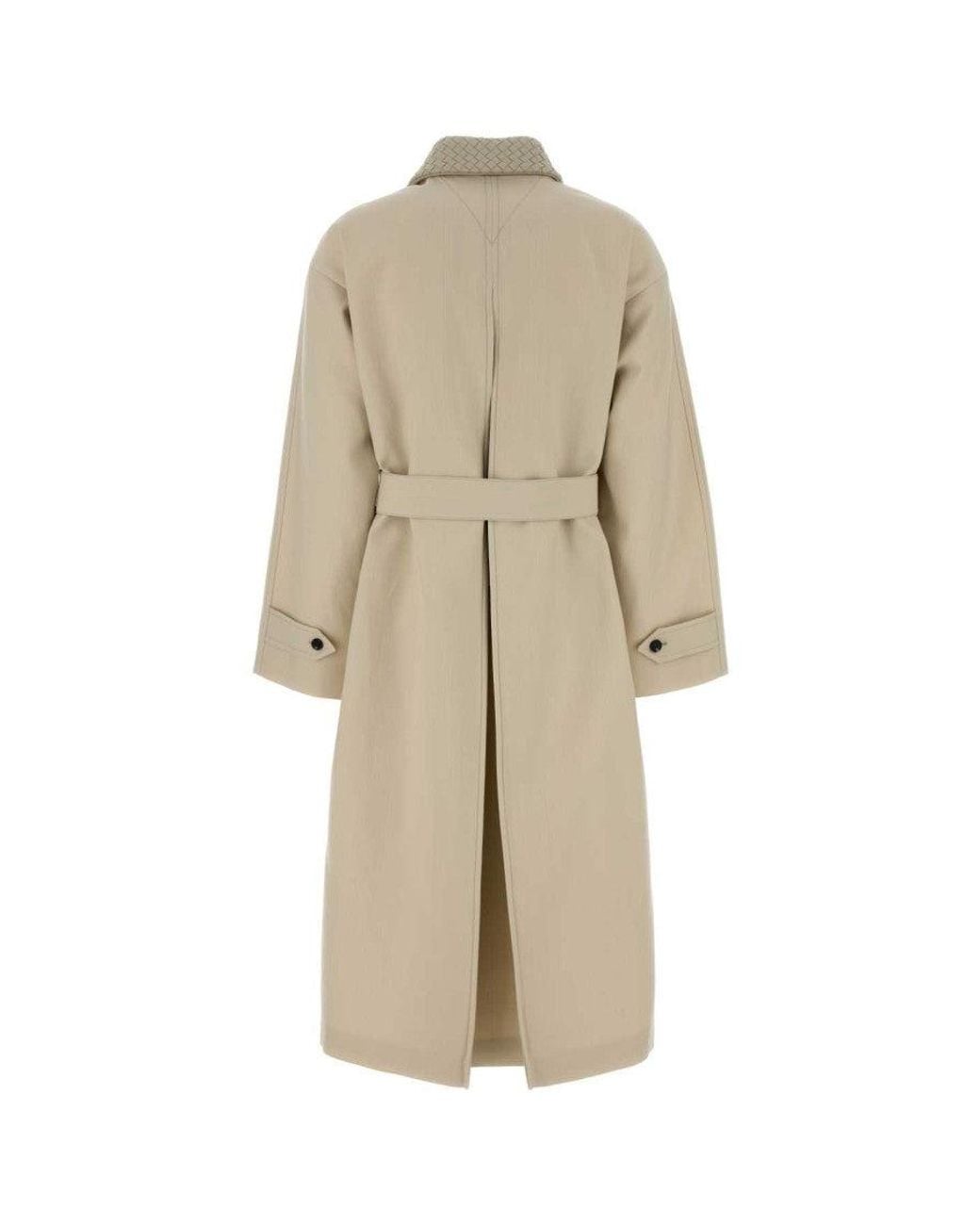 Bottega Veneta Natural Shirt Collar Trench Coat