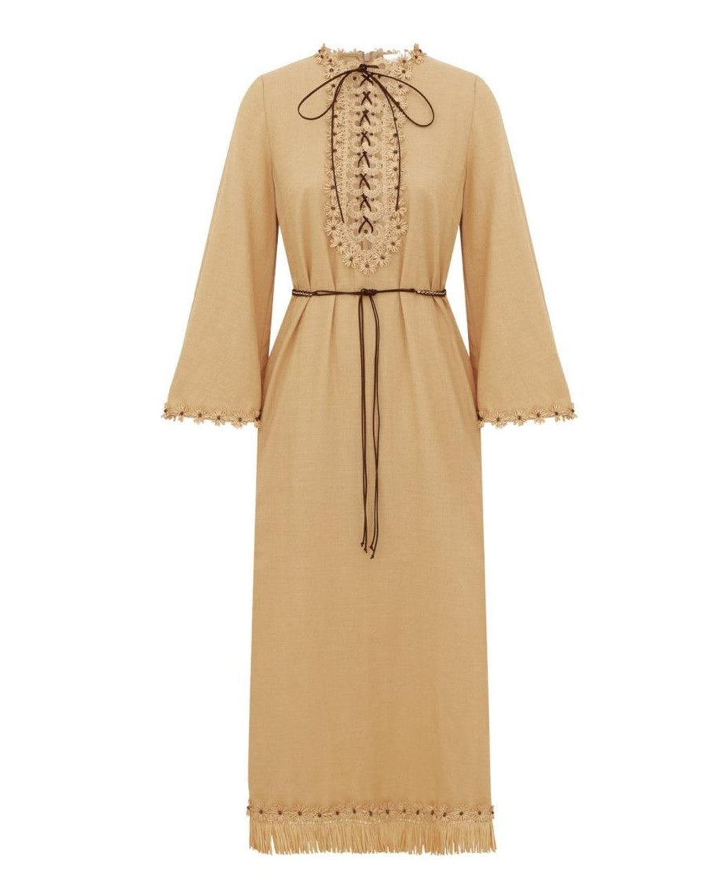 Zimmermann Natural Light Band Collar Midi Dress