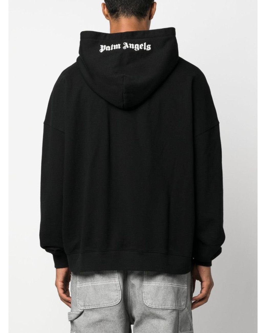 Palm Angels Black Classic Logo Emb Hoodie, Long Sleeves, 100% Cotton, Size: Medium for men