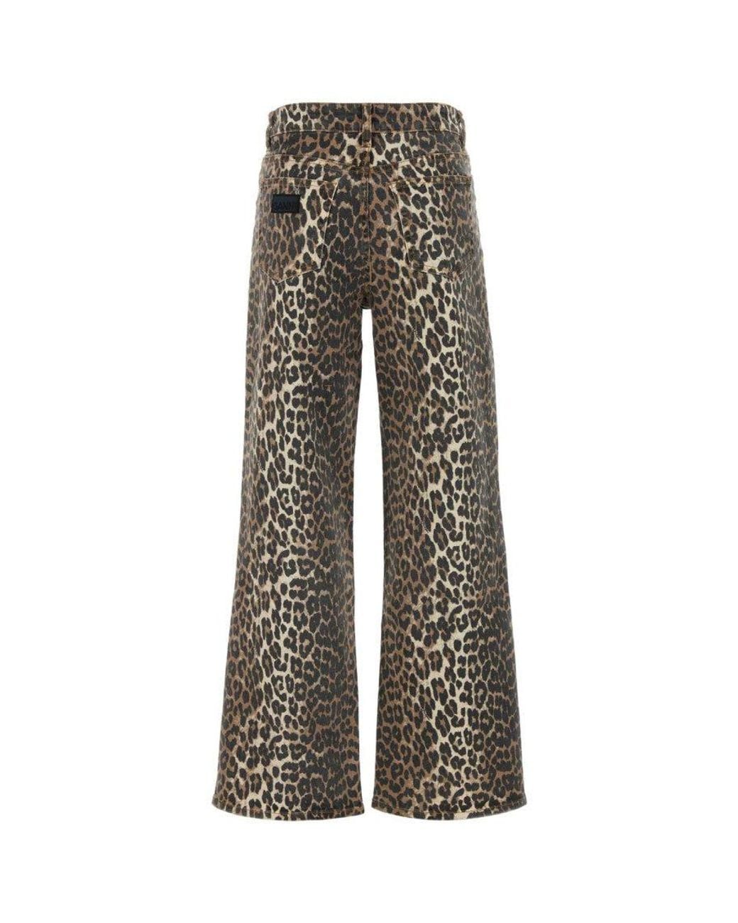 Ganni Multicolor Printed Stretch Denim Wide-Leg Jeans