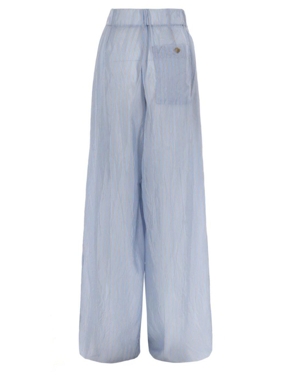 Dries Van Noten Blue Loose Flat Front Pants