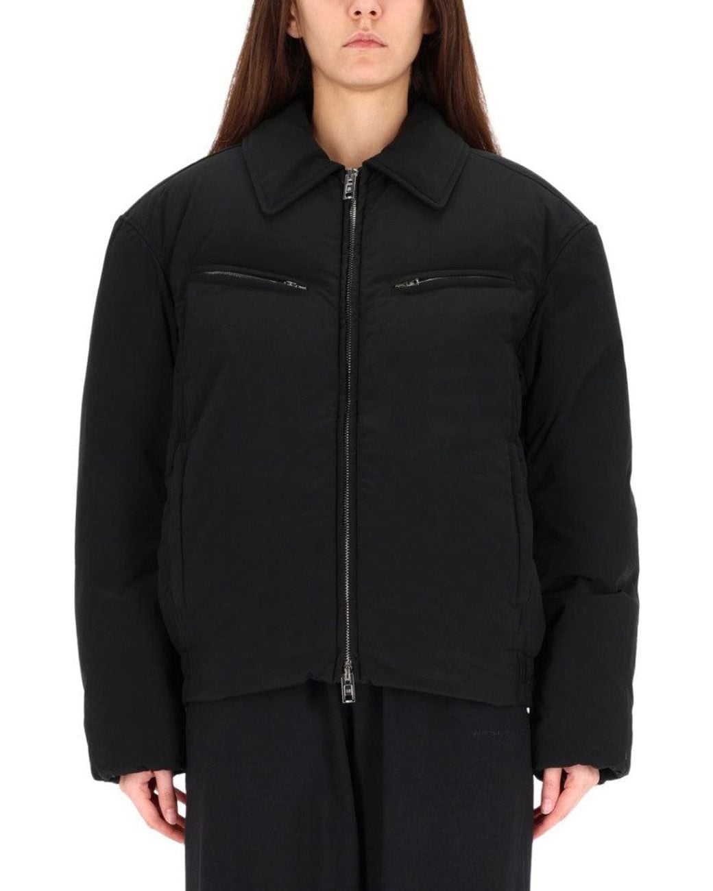 Alexander Wang Black Solid Shirt Collar Jacket