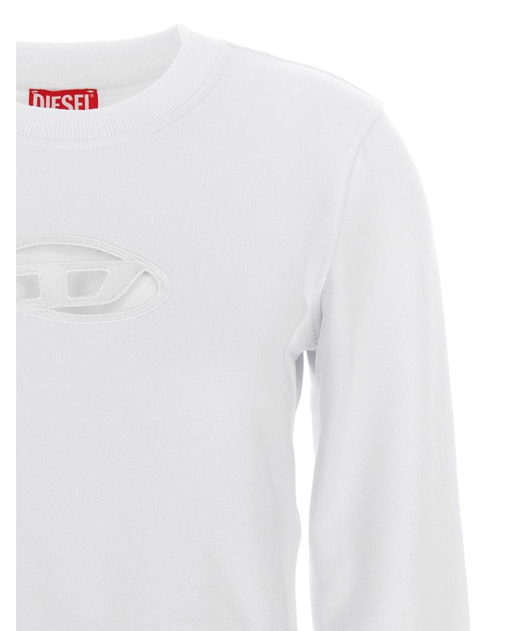 DIESEL White Cropped Sweatshirt