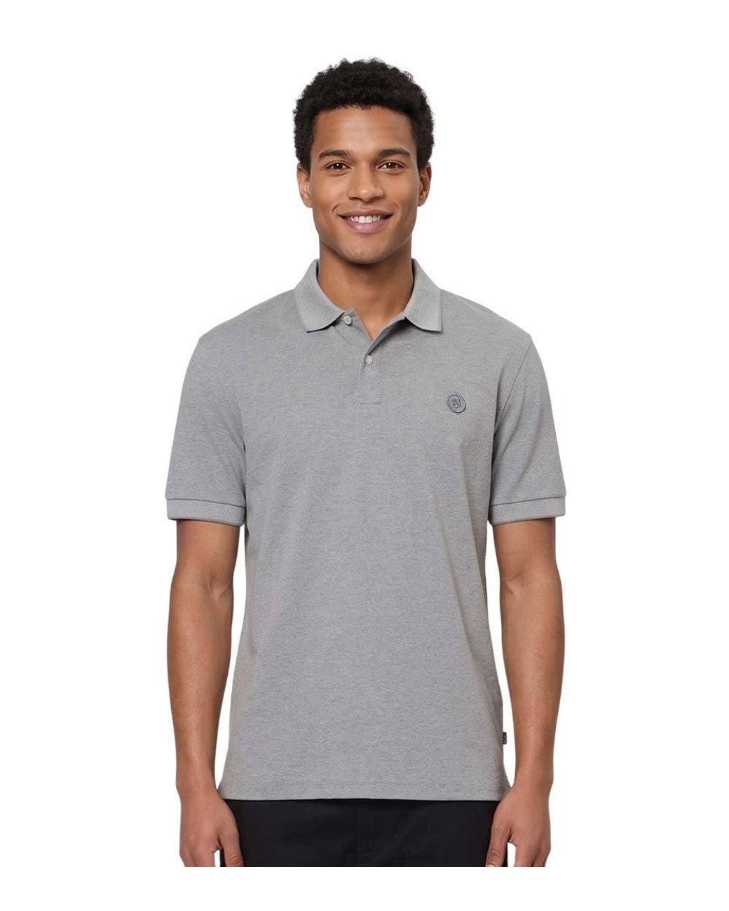 Boss Gray Shirt Collar Polo for men