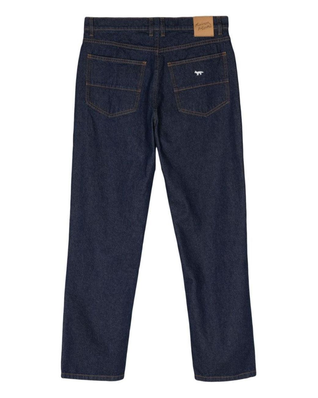 Maison Kitsuné Blue Straight Denim Jeans for men
