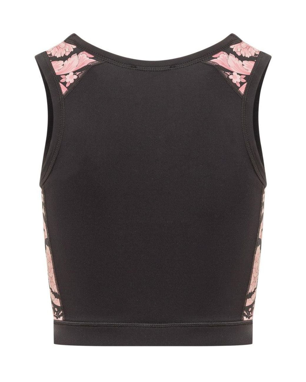 Versace Black Baroque Print Performance Top