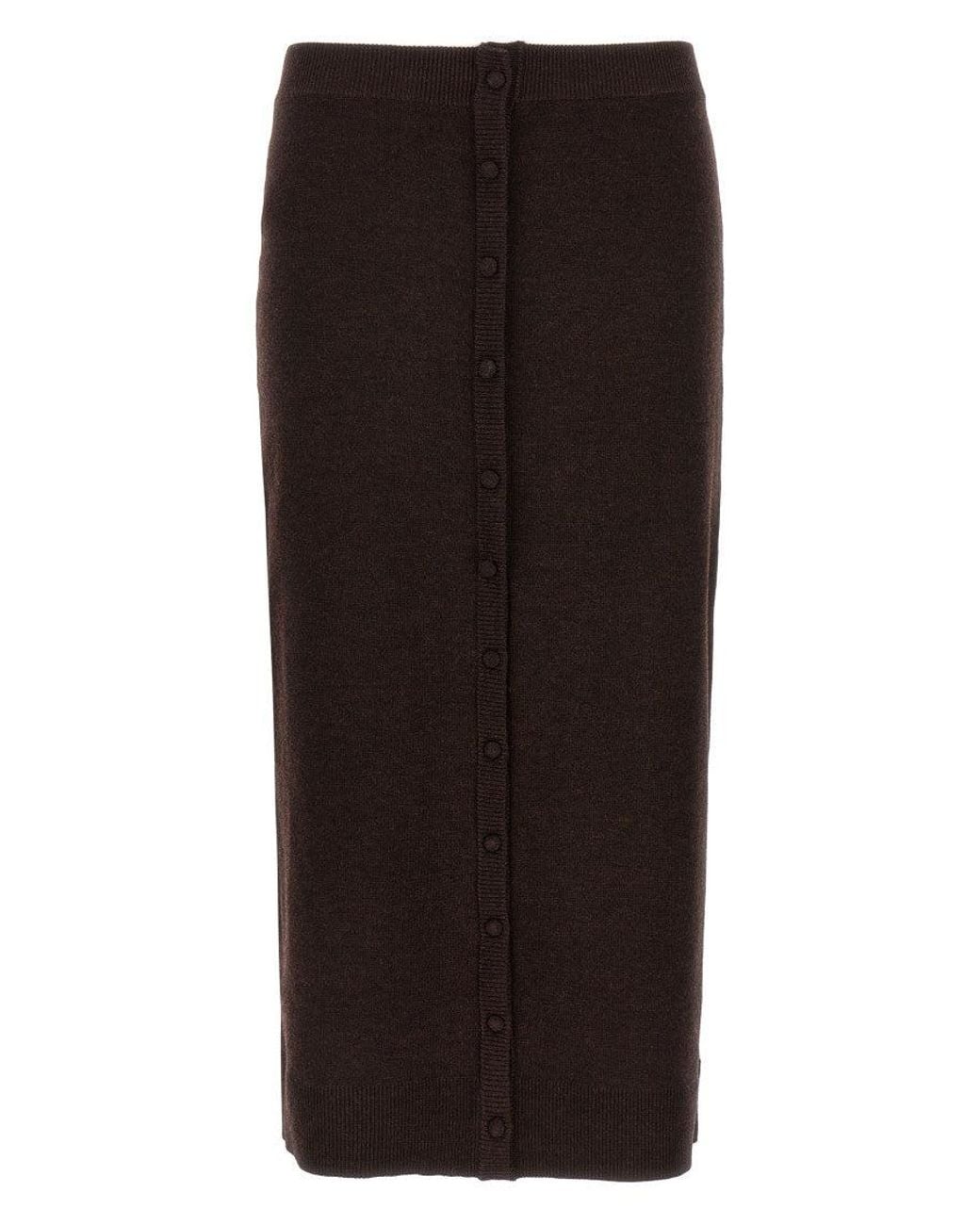 Victoria Beckham Black 'Bottoni' Midi Skirt