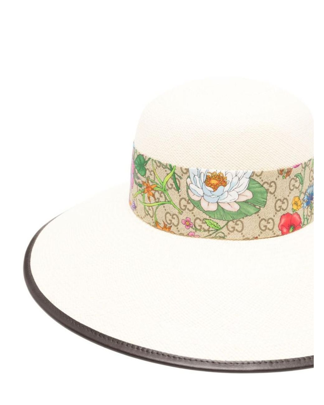 Gucci White Flora Straw Hat