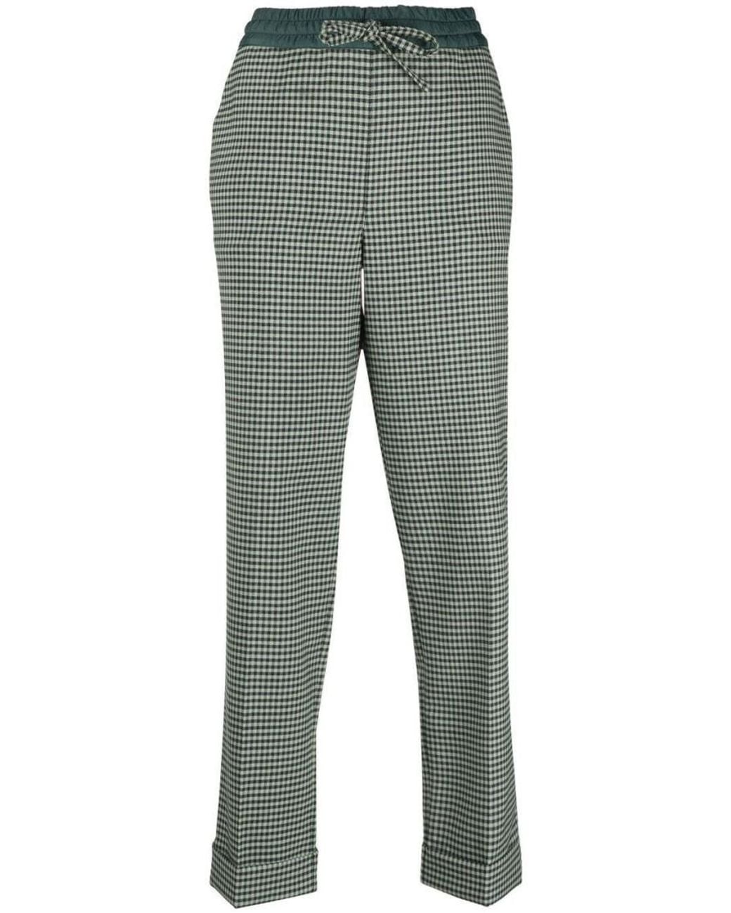 P.A.R.O.S.H. Gray Fine-Check Tapered Cropped Trousers