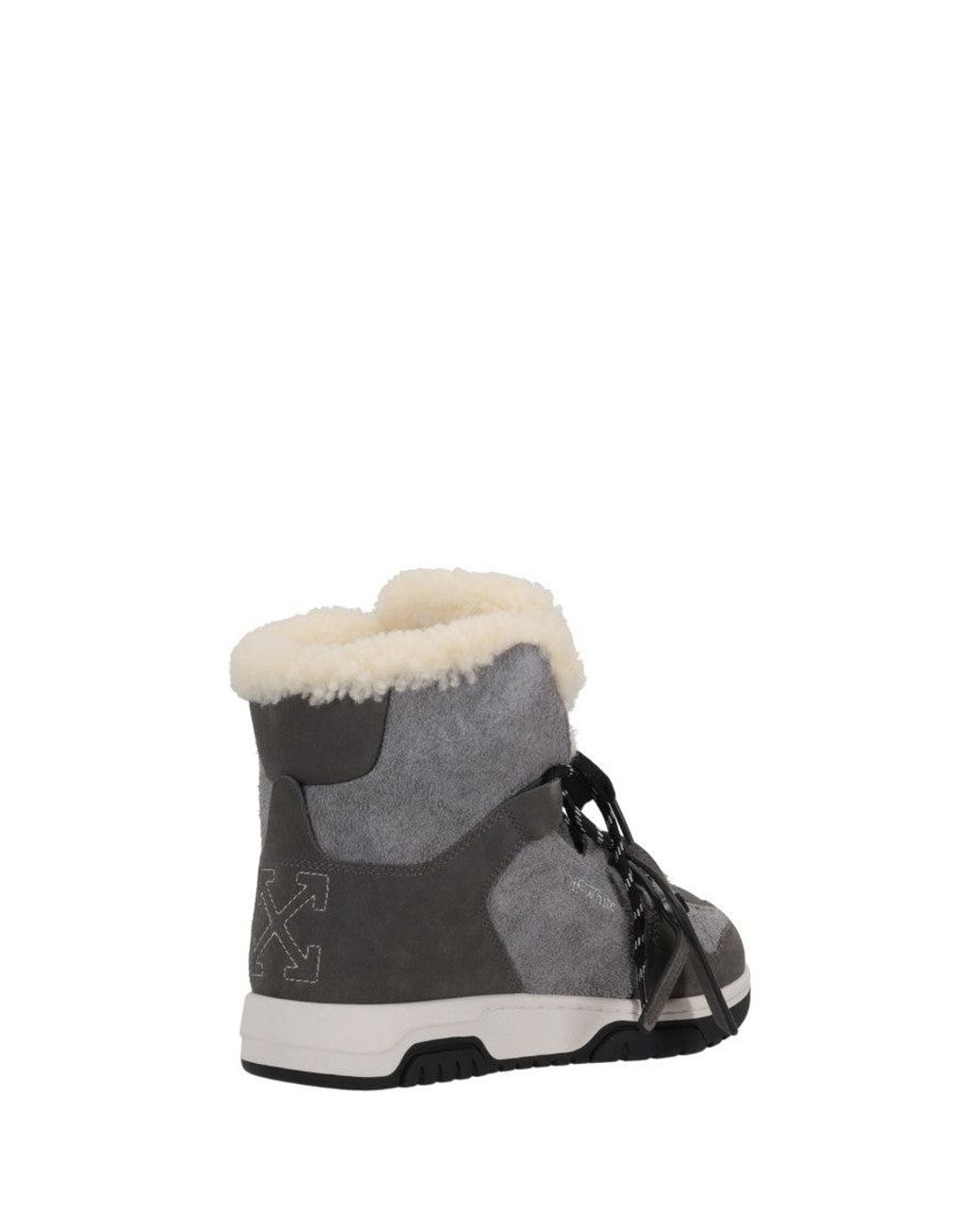Off-White c/o Virgil Abloh Gray Shearling Suede Snow Boots