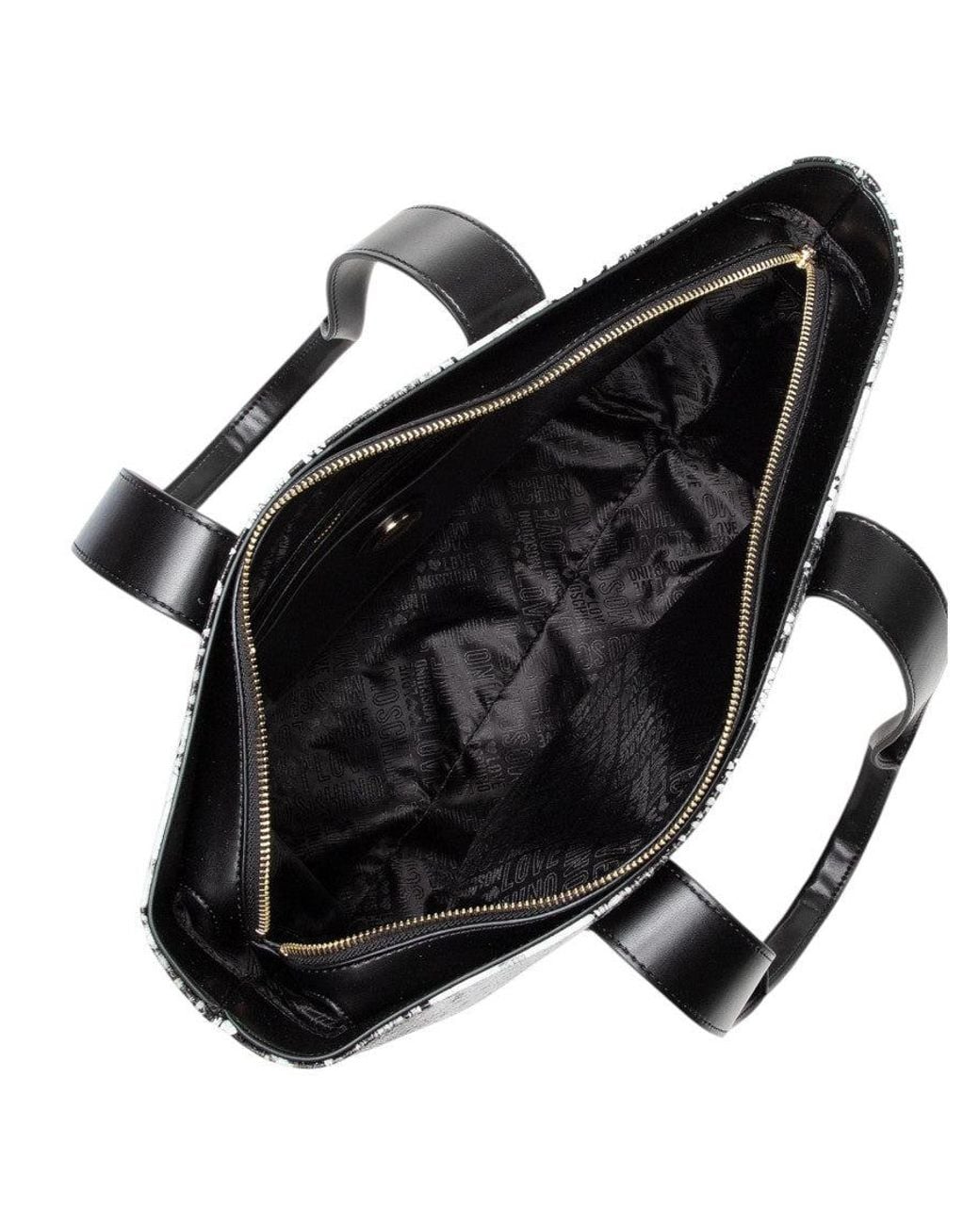 Love Moschino Blackwhite Logo Medium Tote