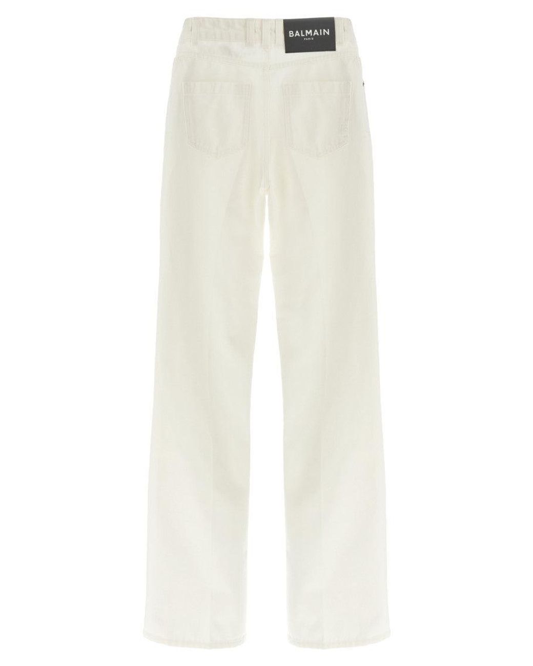 Balmain White Embroidery Jeans