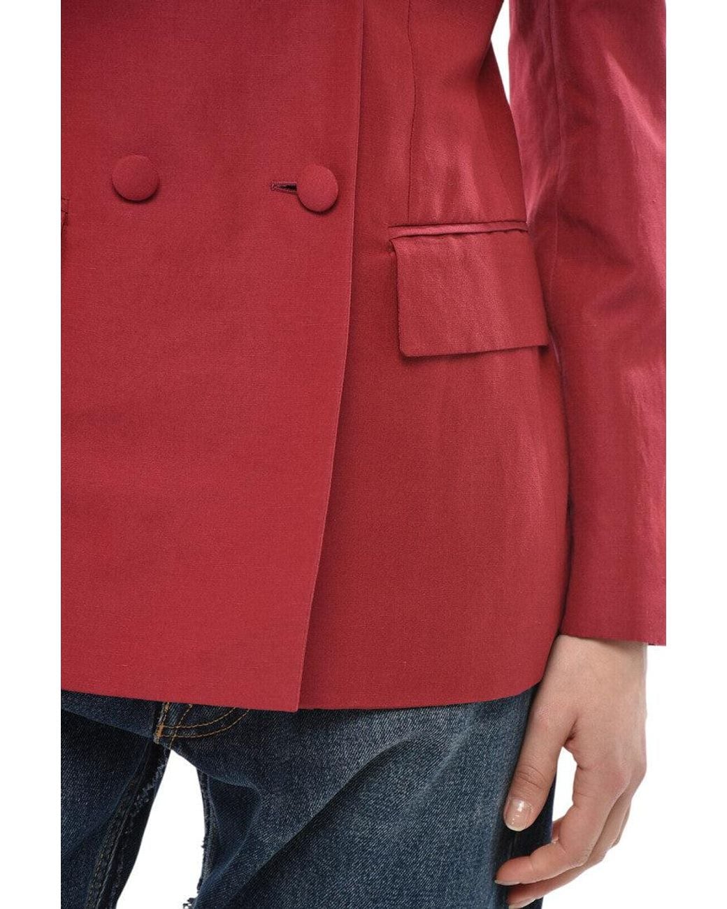 Givenchy Red Notched Lapel Blazer