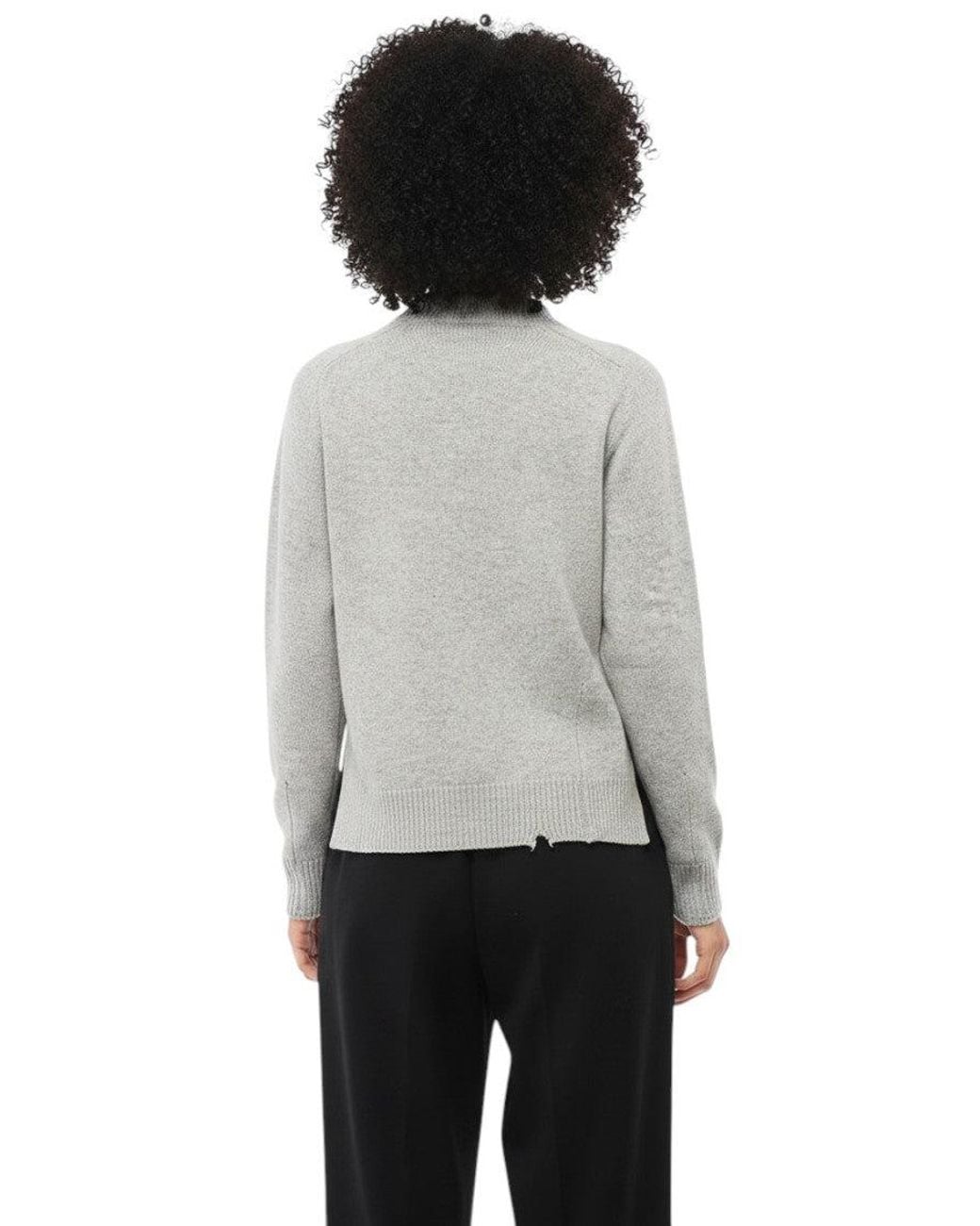 Maison Margiela Gray Distressed Crew Neck Sweater