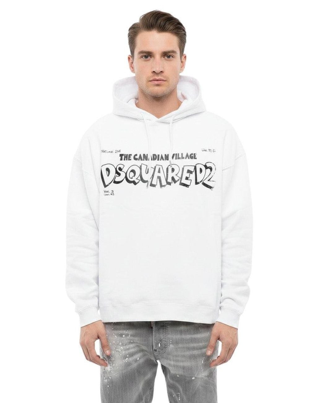 DSquared² White Graphic Logo Hoodie for men