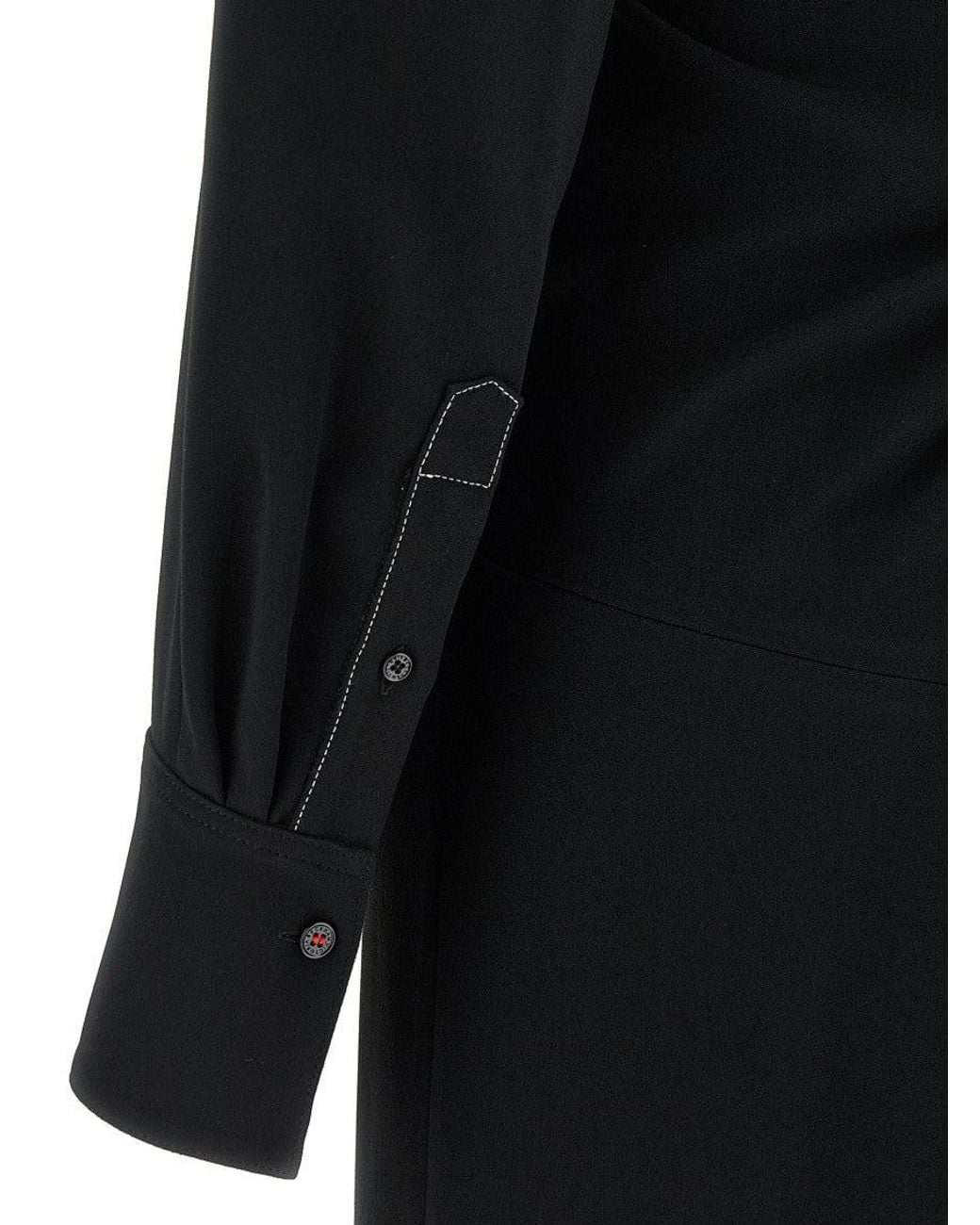 Victoria Beckham Black 'Long Sleeve Polo Collar Midi' Dress