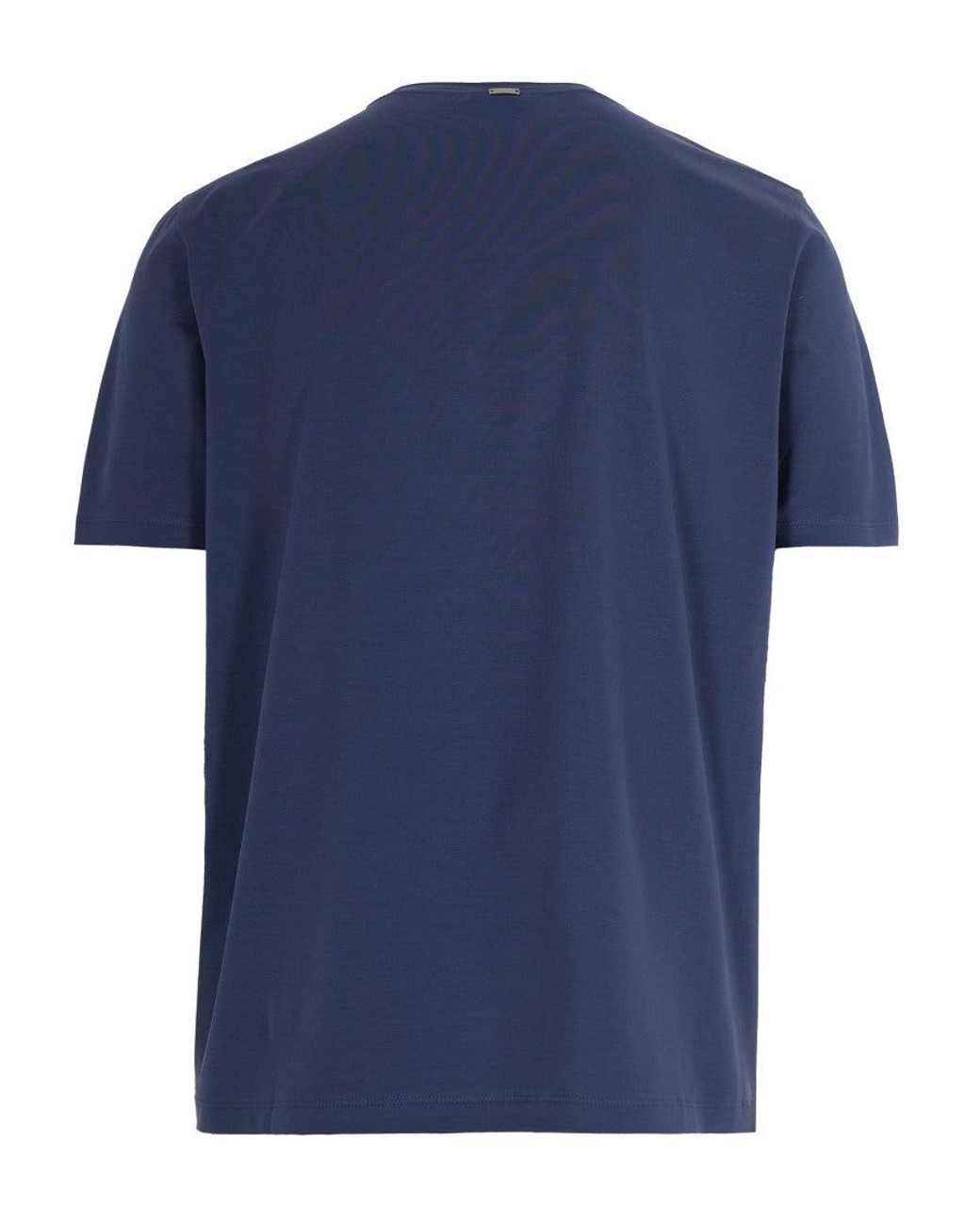 Herno Blue Superfine Jersey T-Shirt With Crew Neck for men