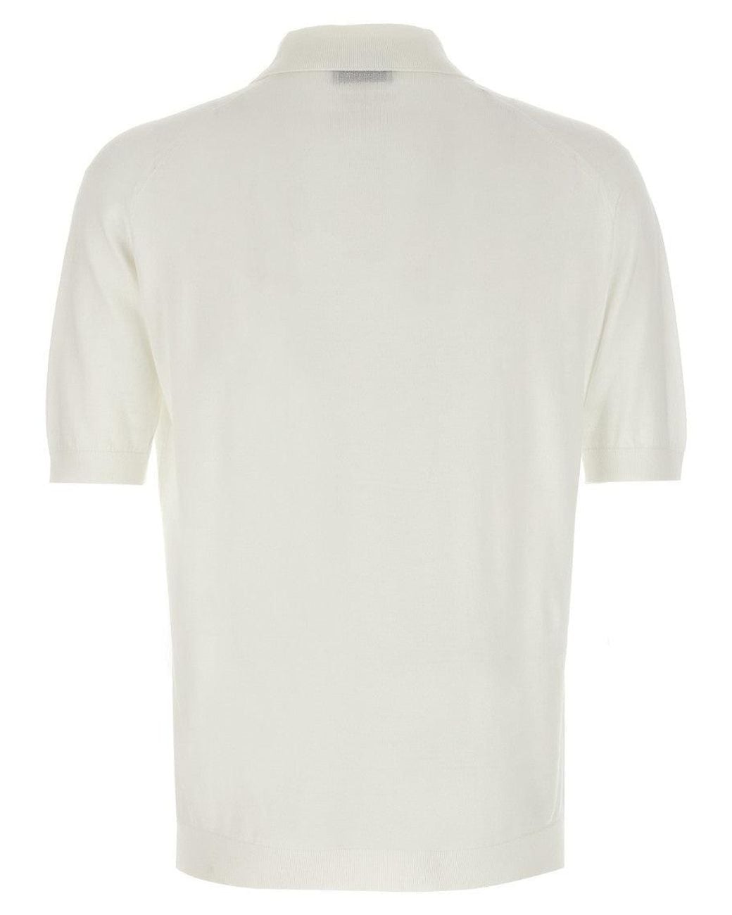 John Smedley White Cotton Polo for men