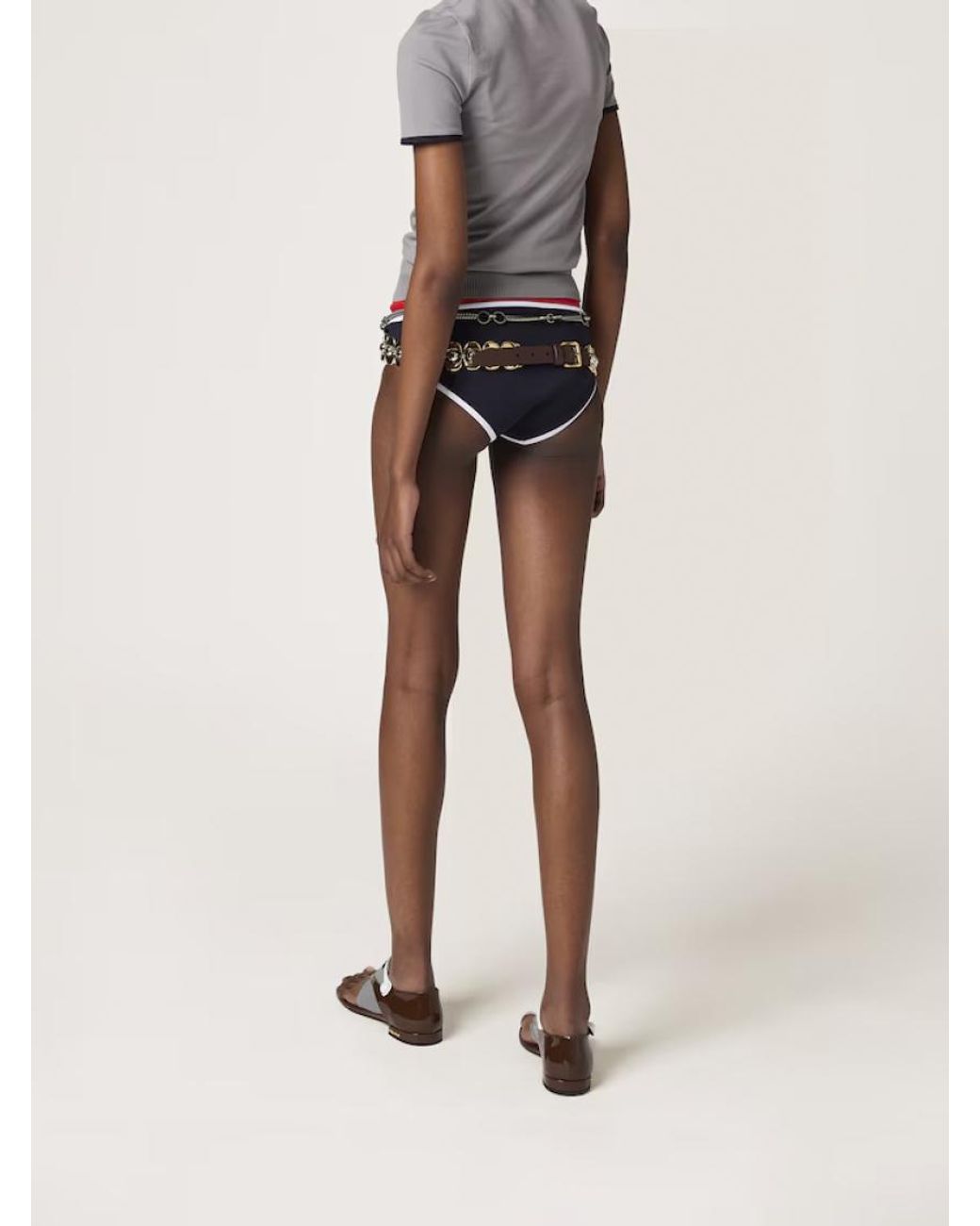 Miu Miu Blue Technical-Knit Bikini Bottom