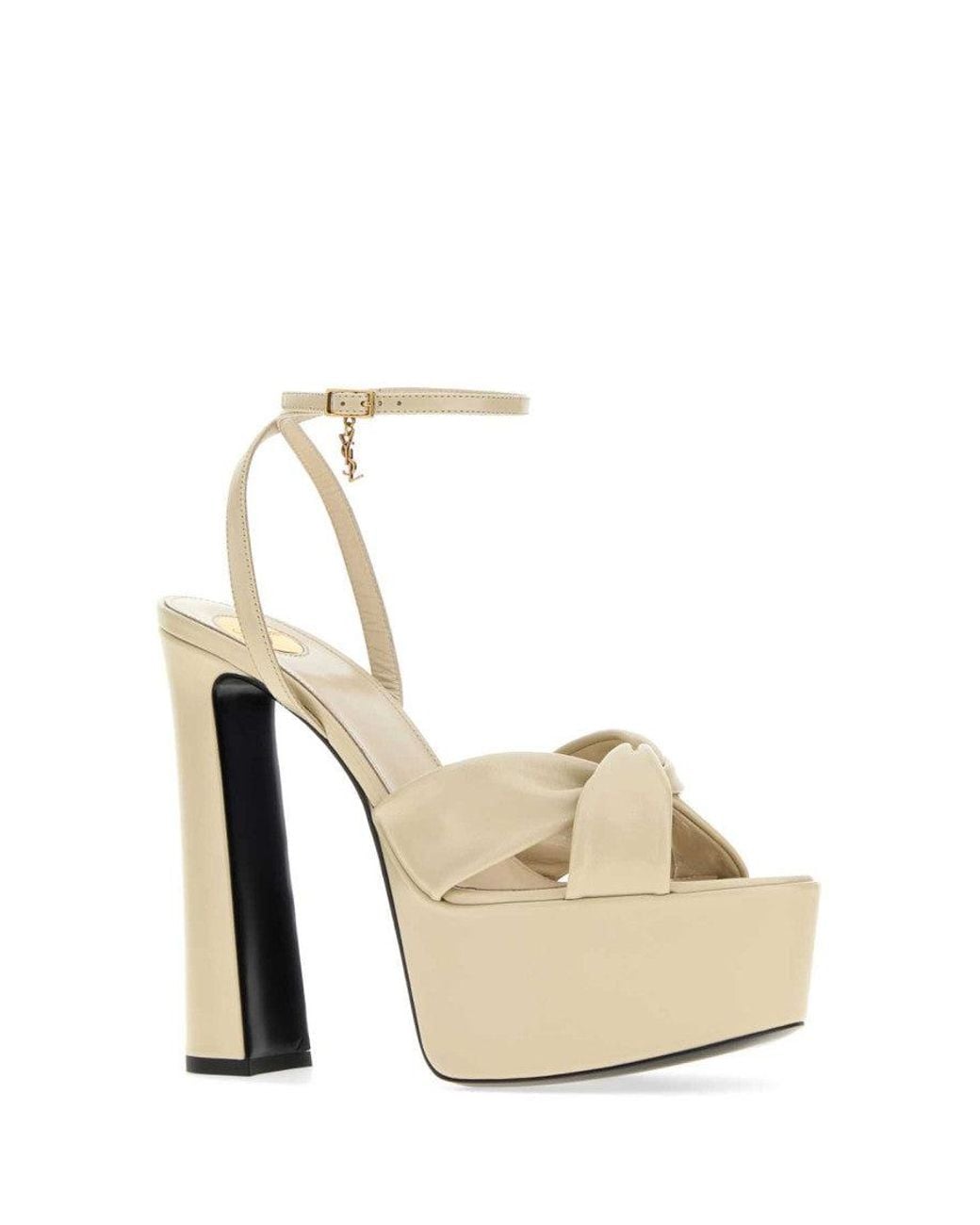 Saint Laurent White Open Round Toe Heel
