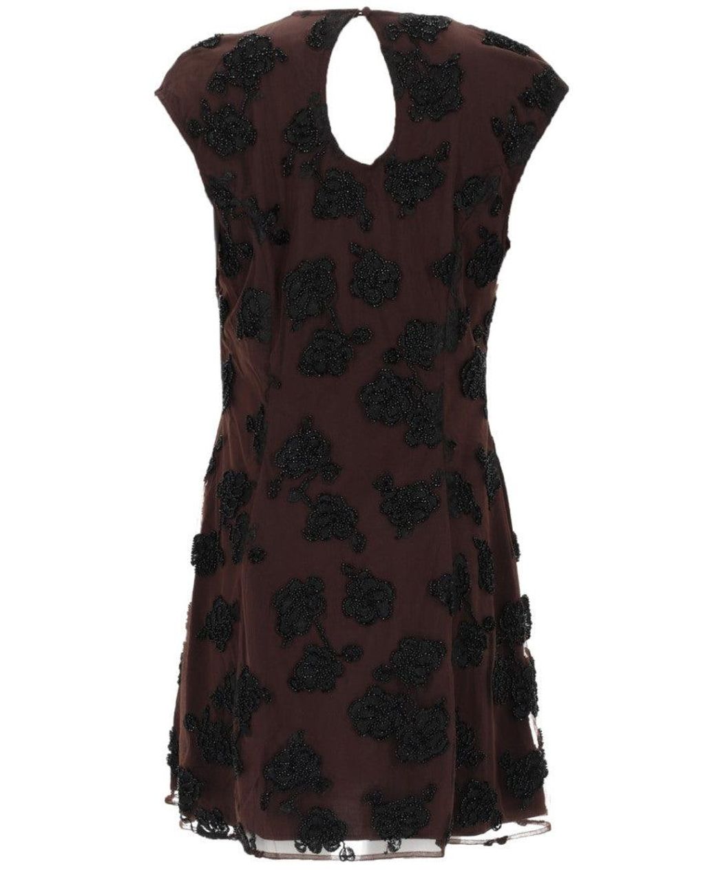 ROTATE BIRGER CHRISTENSEN Black Abito Mini Con Dettagli Floreali