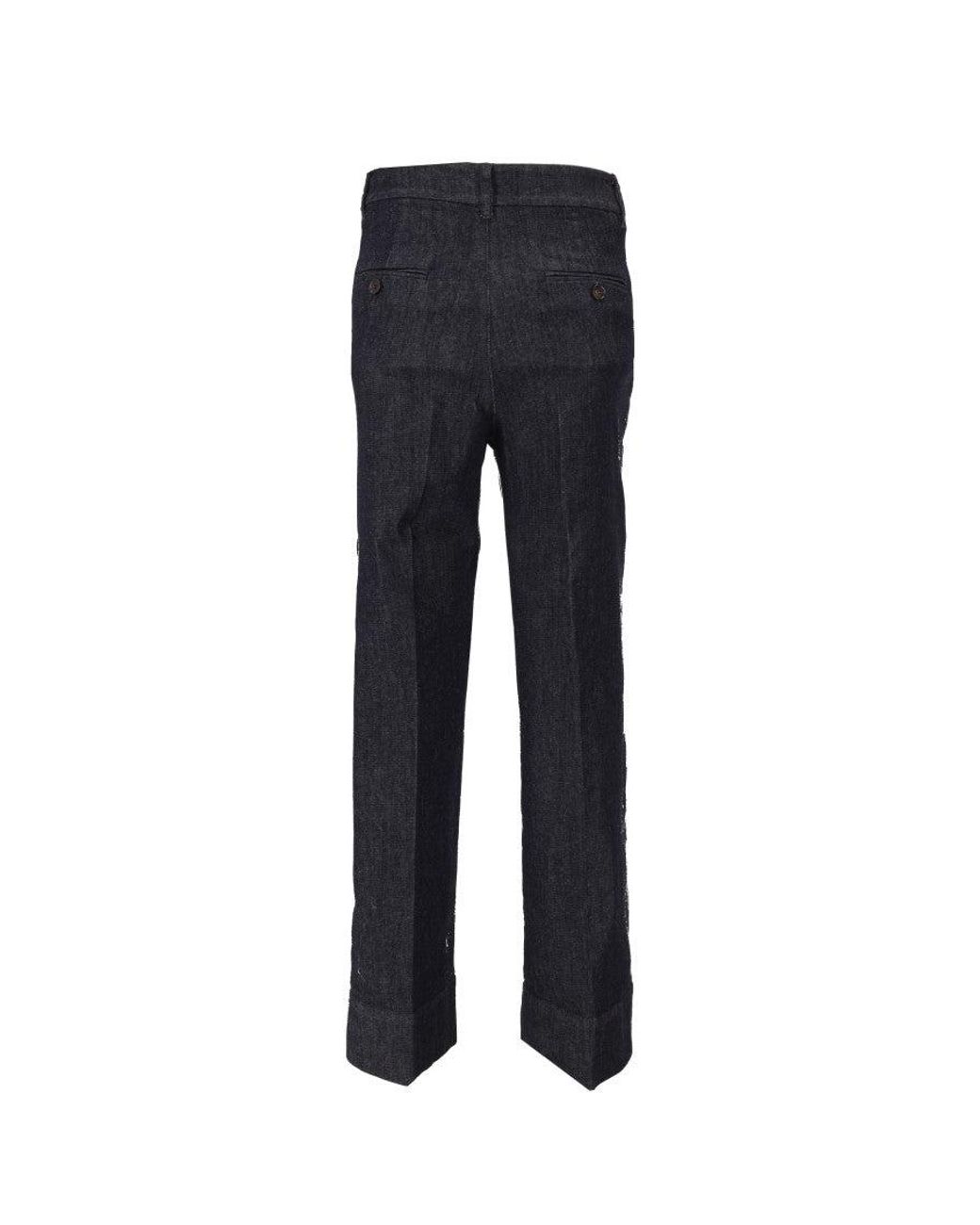 Max Mara Blue Dark Slim Flat Front Pants