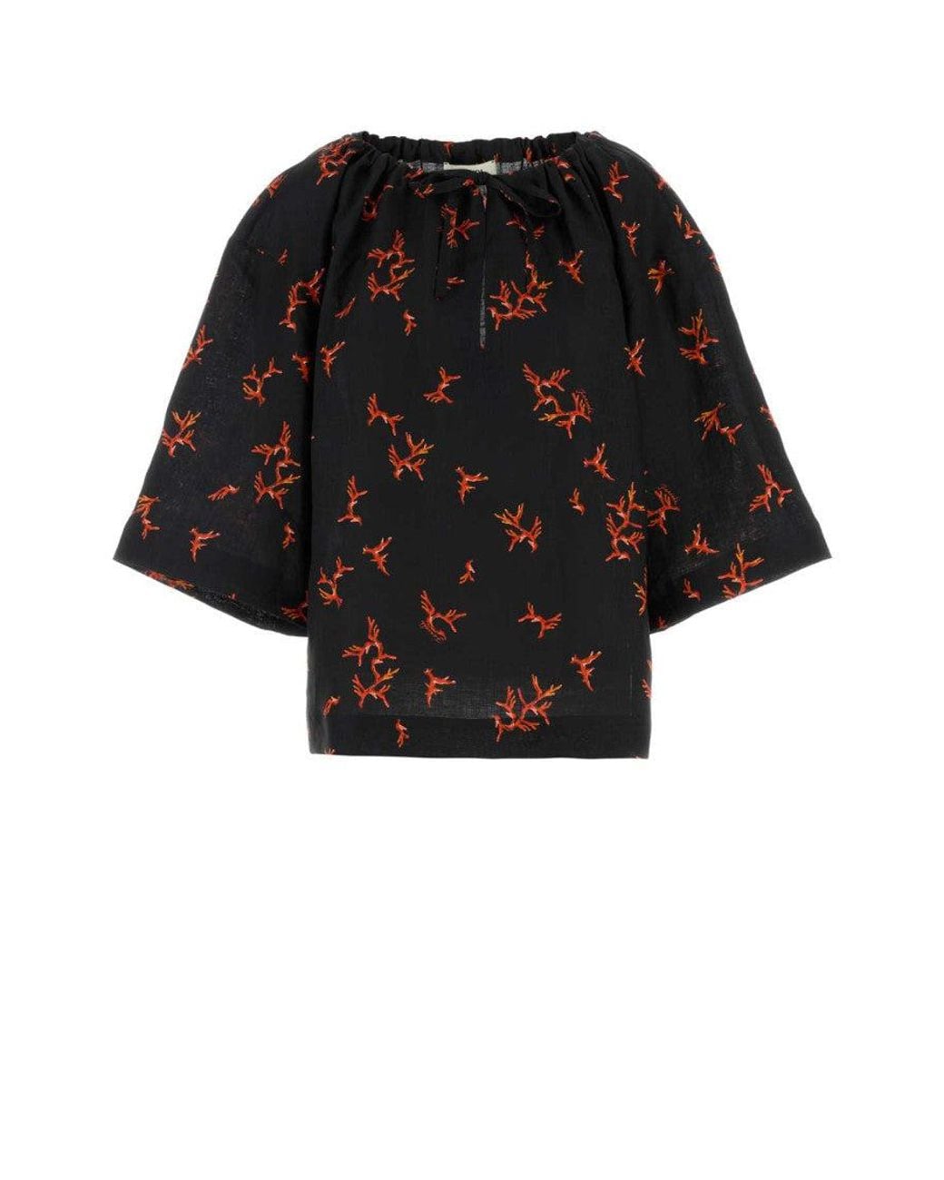 Fendi Black Multicolour Crew Neck Printed Top