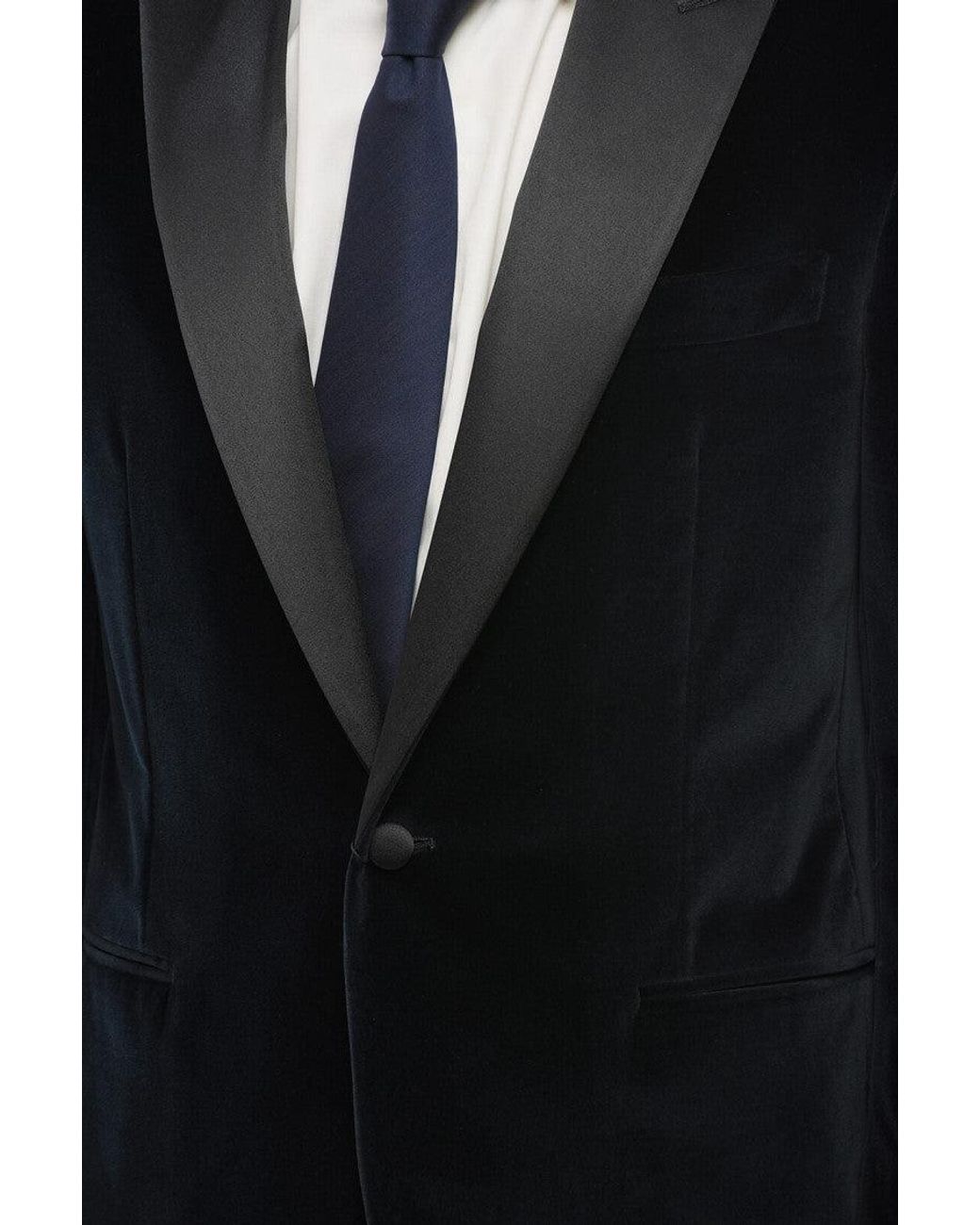 Corneliani Black Peaked Lapel Blazer for men