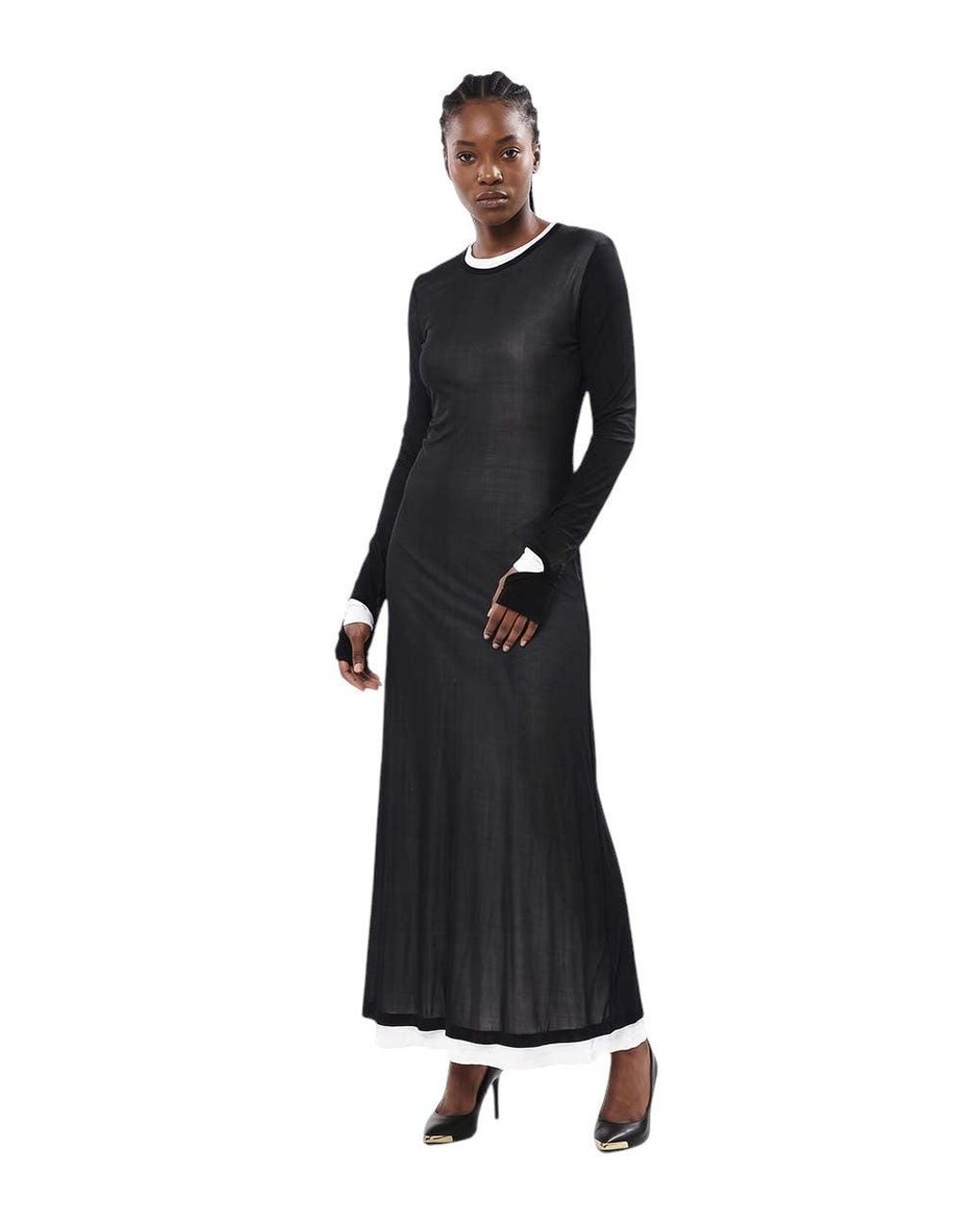 Helmut Lang Black Round Neck Maxi Dress