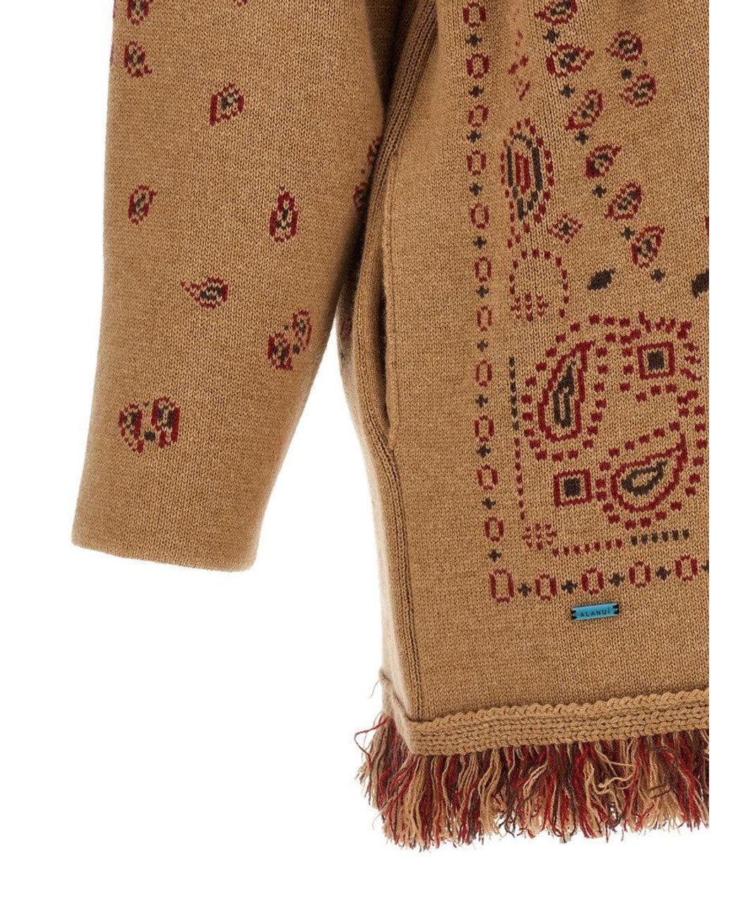 Alanui Brown Paisley Shawl Neck Cardigan