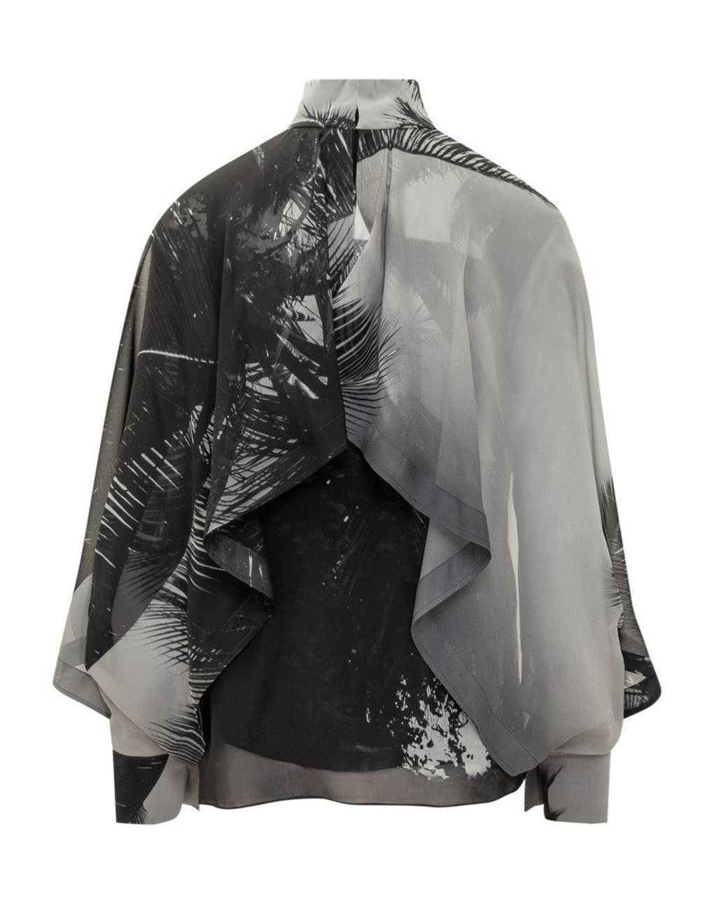 Ferragamo Black Silk Shirt With Artistic Print