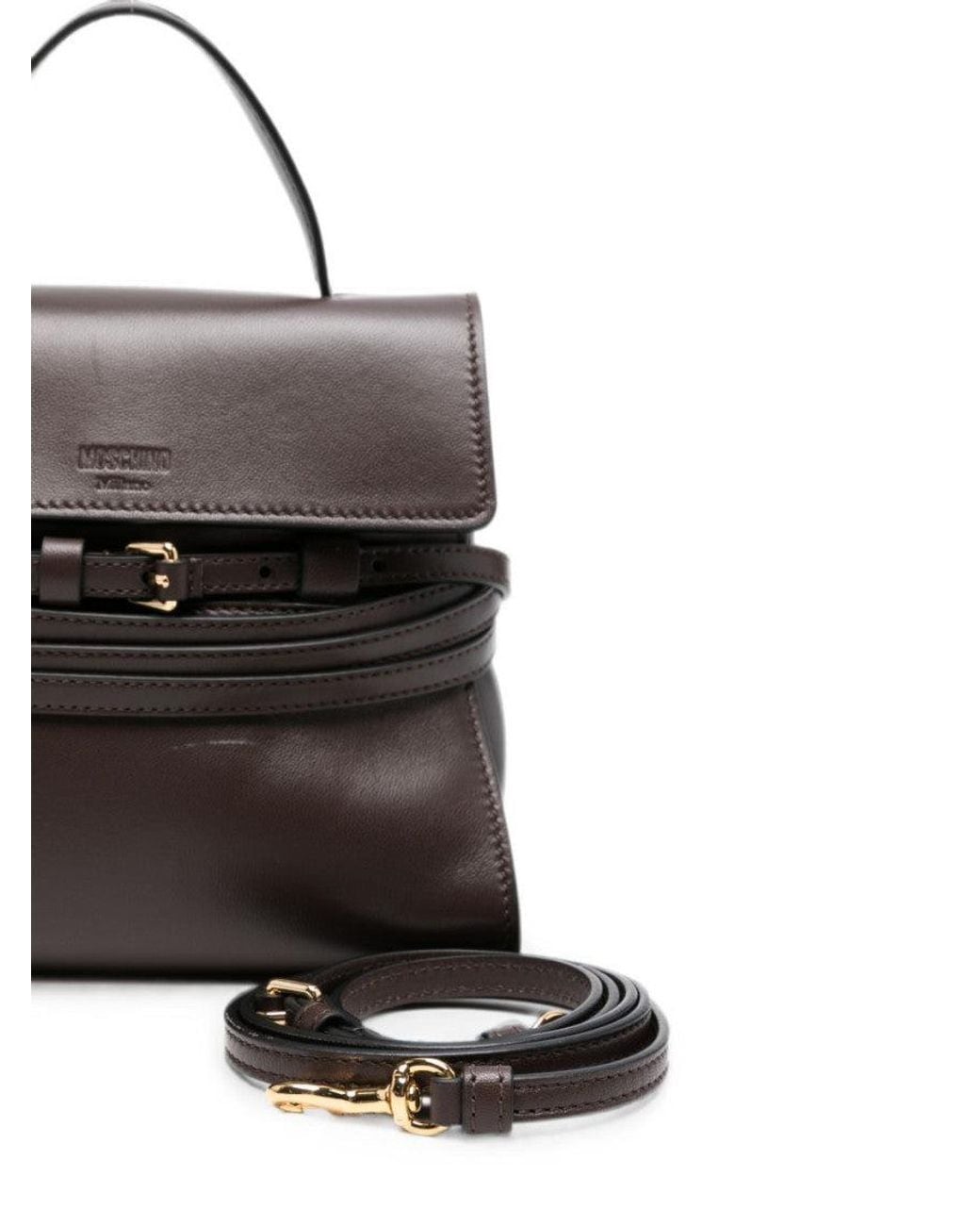 Moschino Brown Dark Tie Me Mini Satchel