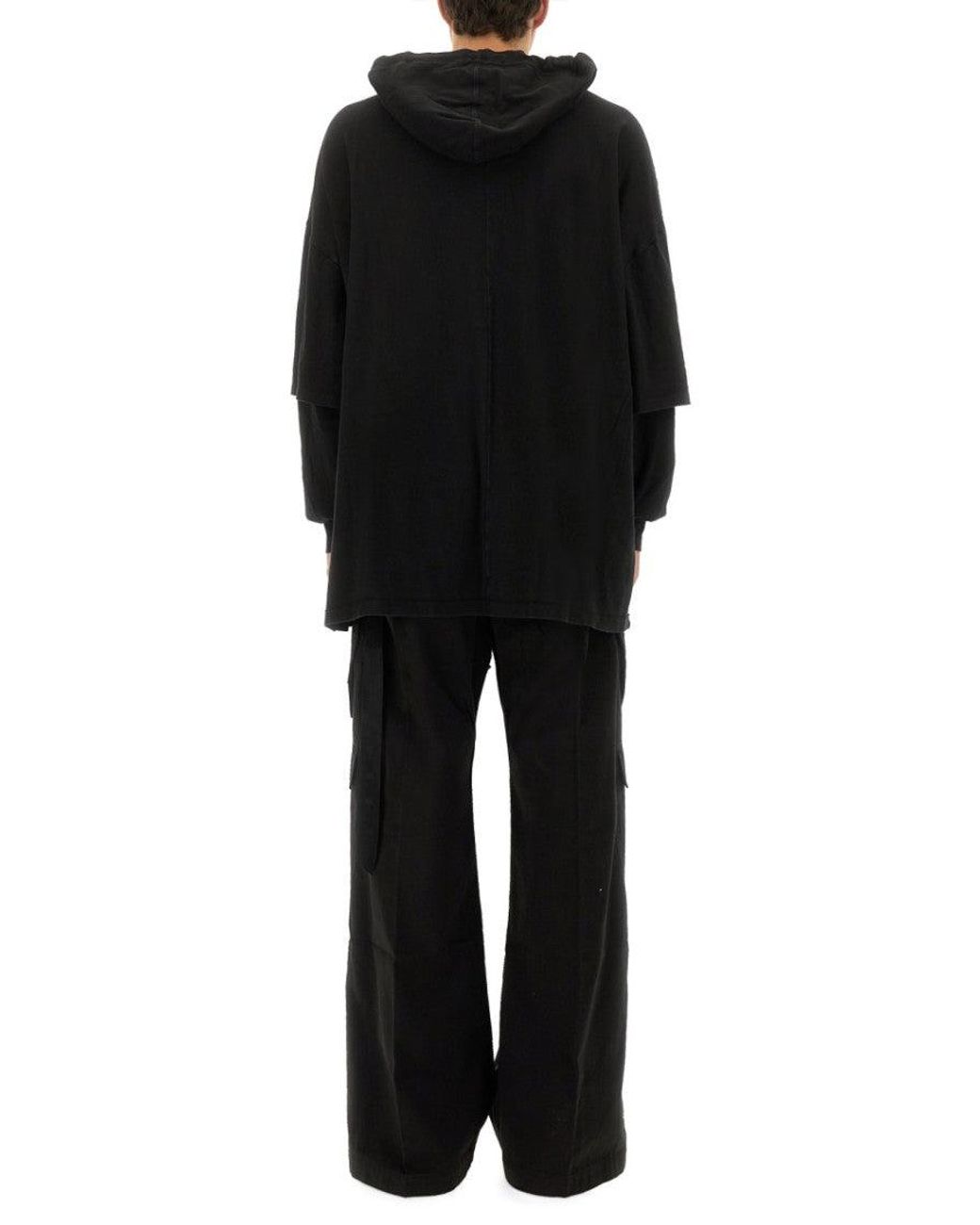 Rick Owens Black Oversized Solid Hoodie for men