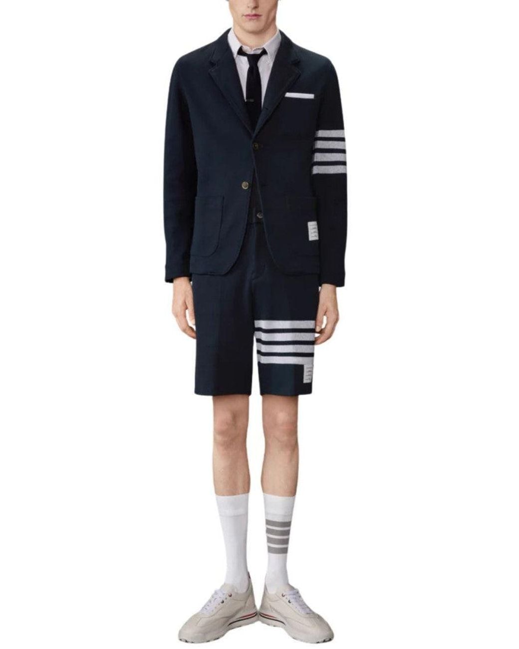 Thom Browne Blue Notched Lapel Blazer for men