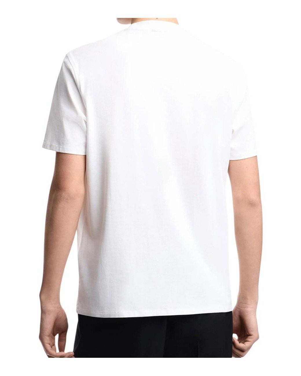 Emporio Armani White Logo Crew Neck T-Shirt for men
