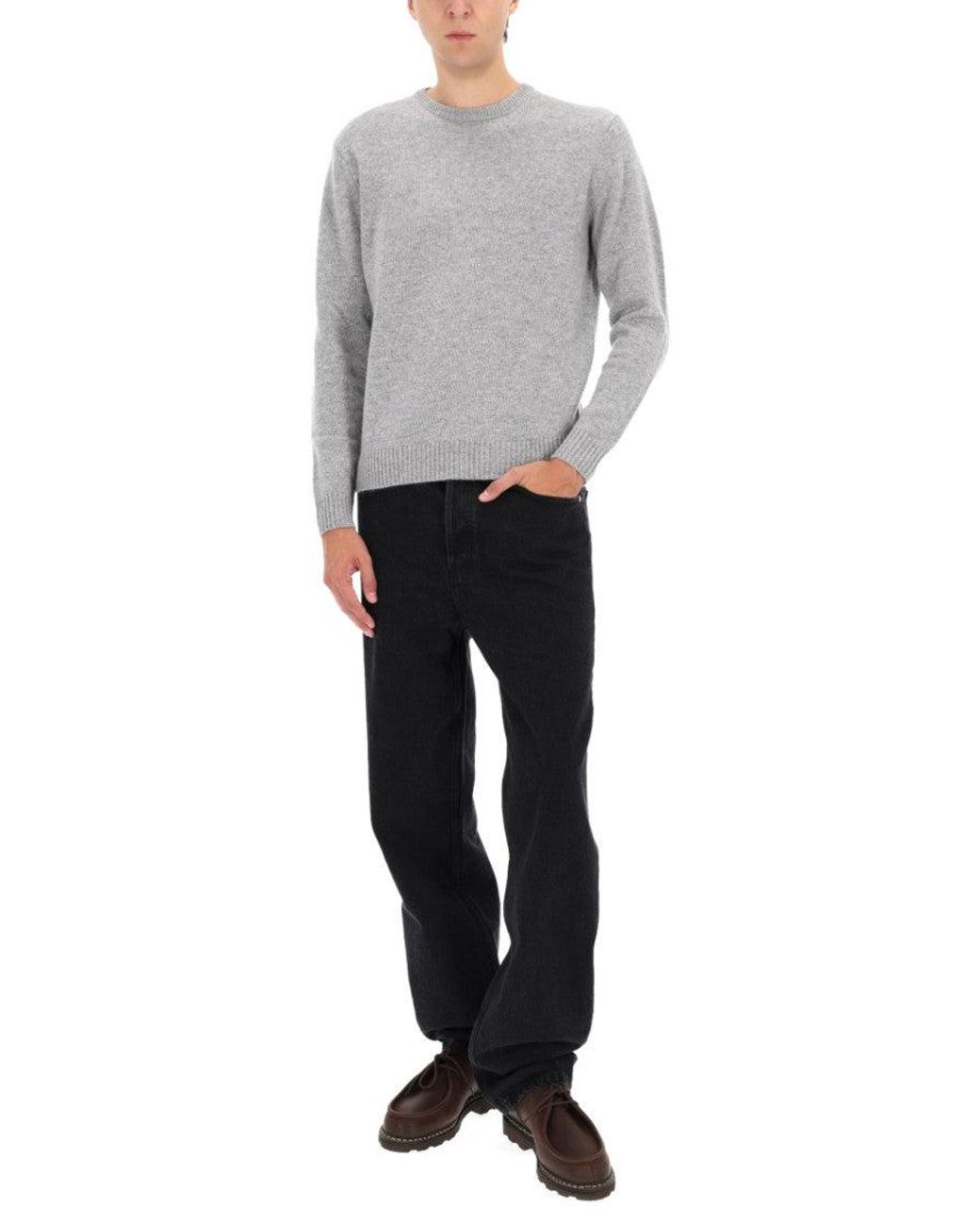 Aspesi Gray Crew Neck Sweater for men