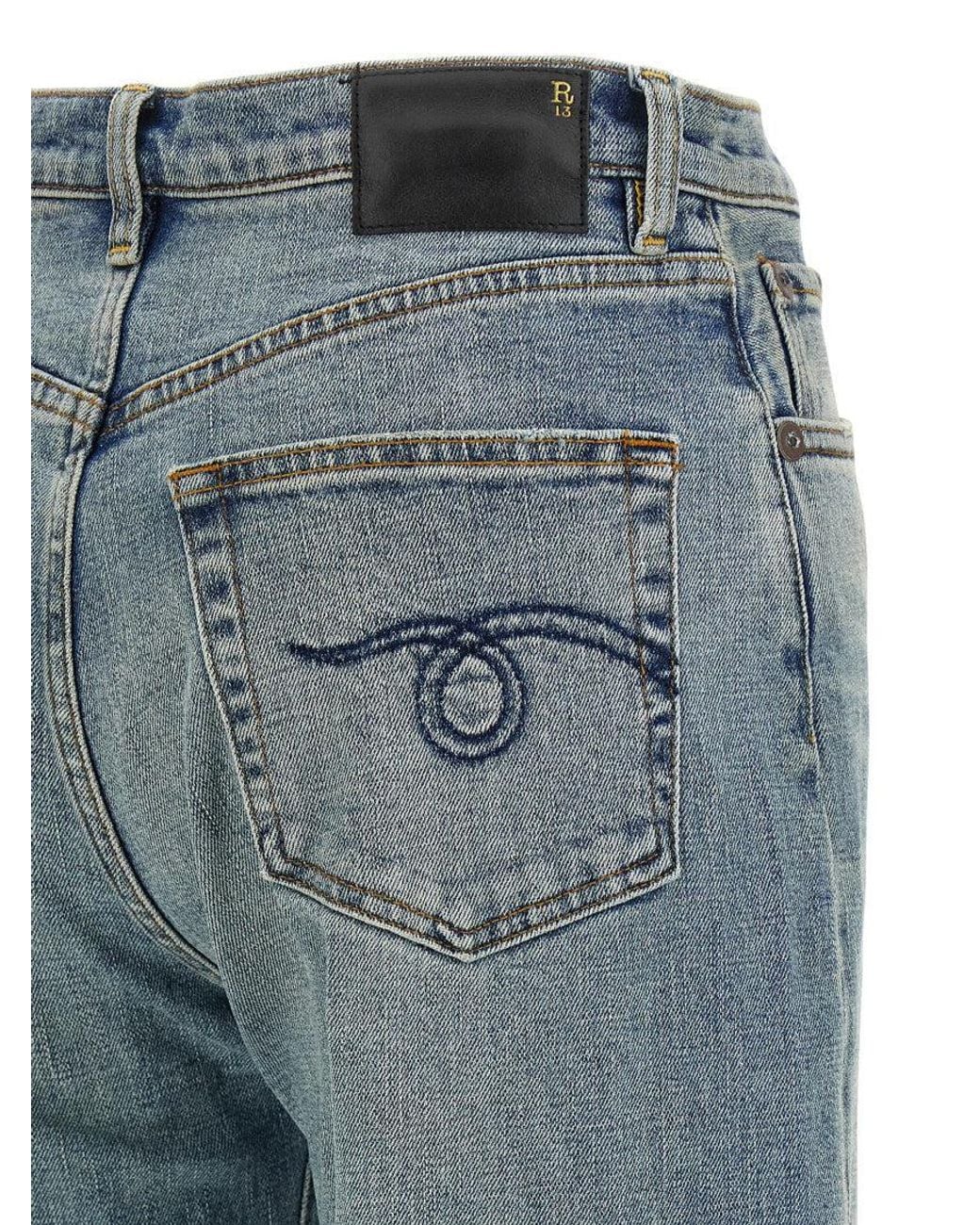 R13 Blue Cotton Fla Jeans